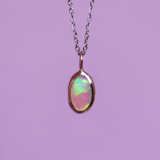 GREEN FIRE | Solid Coober Pedy Opal pendant / Australian opal necklace / solid crystal opal / Solid green opal