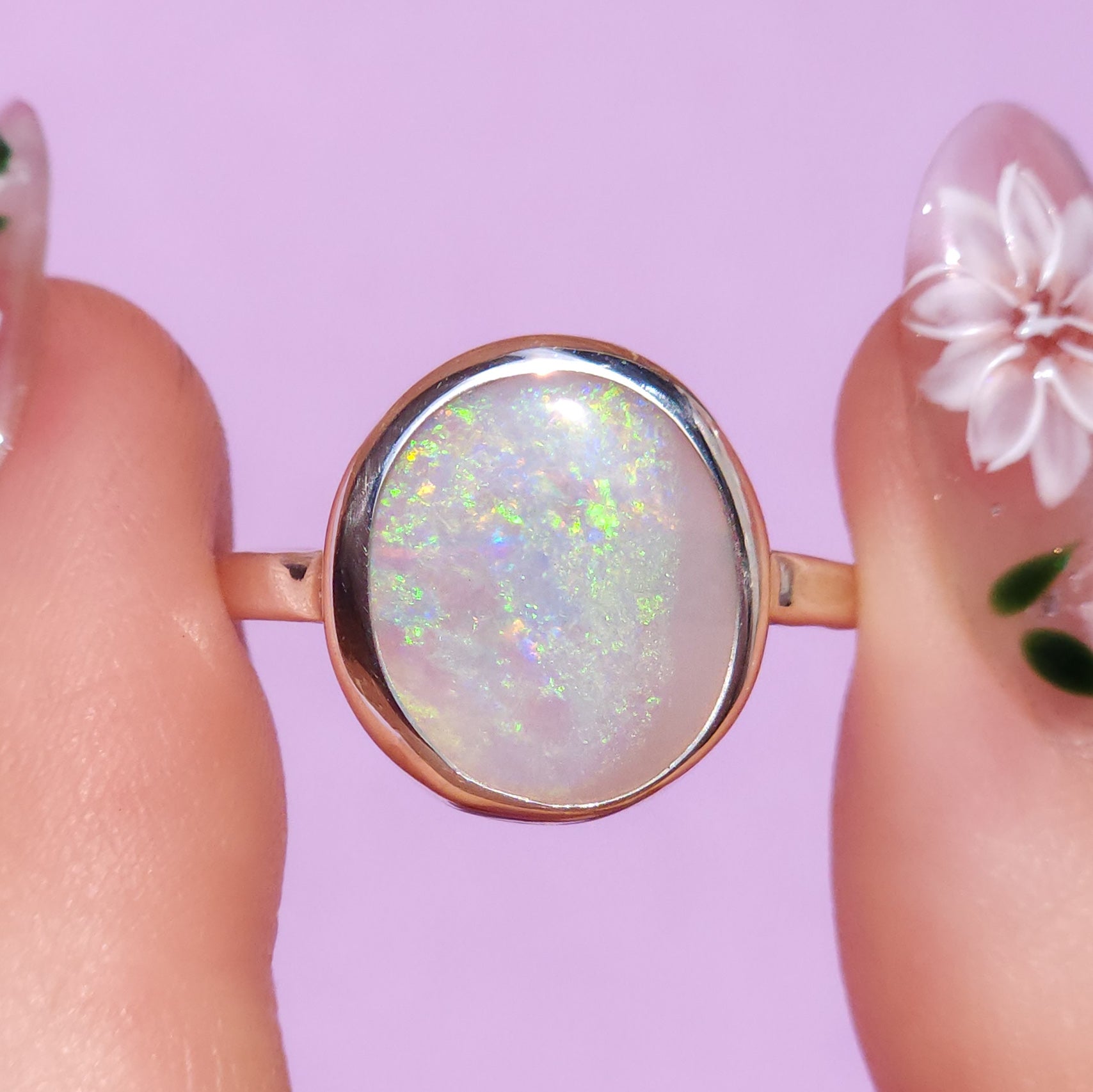 Solid Australian Opal ring / Size 7 1/2 / 3 carats / Coober Pedy dark based opal/ statement ring/ Solid opal ring