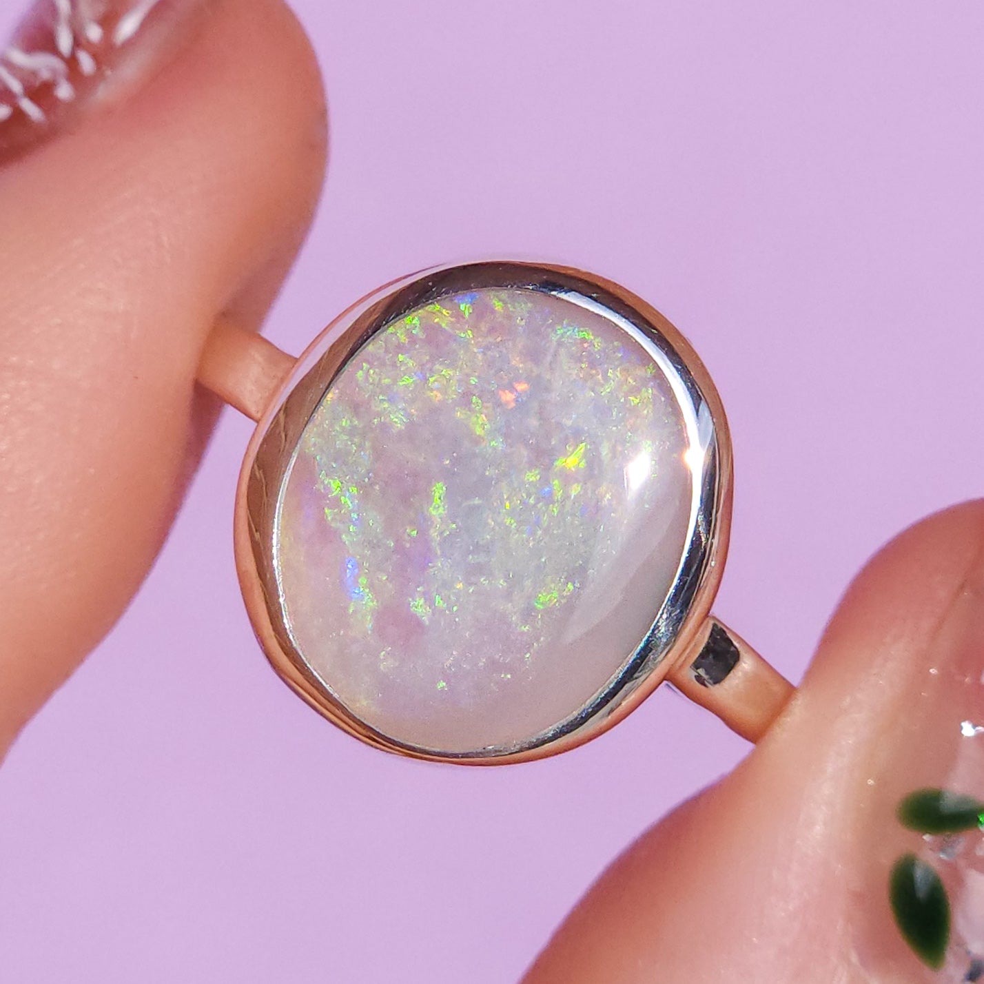 Solid Australian Opal ring / Size 7 1/2 / 3 carats / Coober Pedy dark based opal/ statement ring/ Solid opal ring