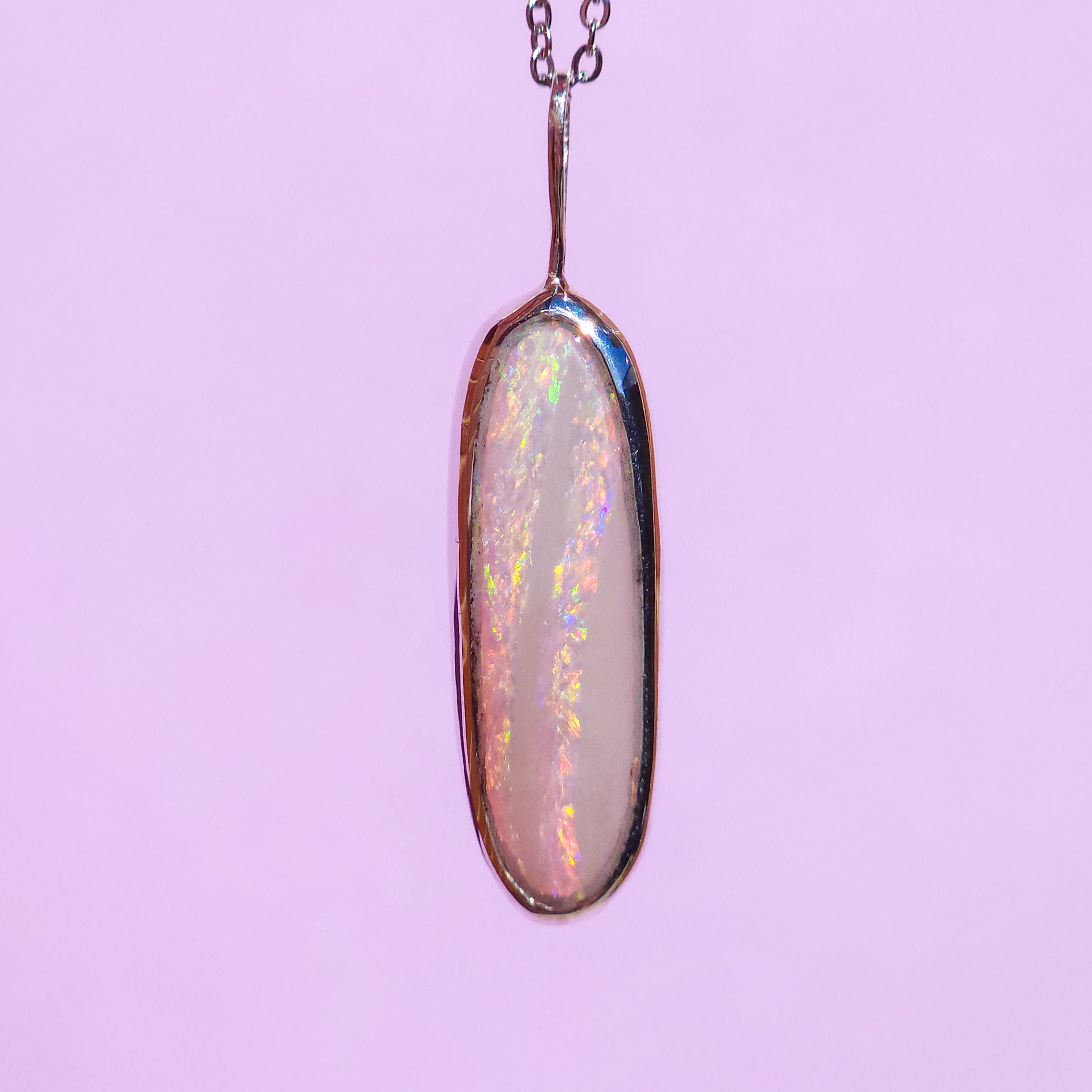 PINK RIVER | Solid Australian Opal necklace / Coober Pedy opal / solid grey opal / pink opal necklace