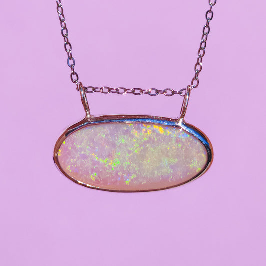 GLOW STONE | Solid Australian Opal necklace / Coober Pedy opal / solid grey opal / firey opal necklace