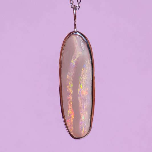 PINK FIRE | Solid Australian Opal necklace / Coober Pedy opal / solid grey opal / pink opal necklace