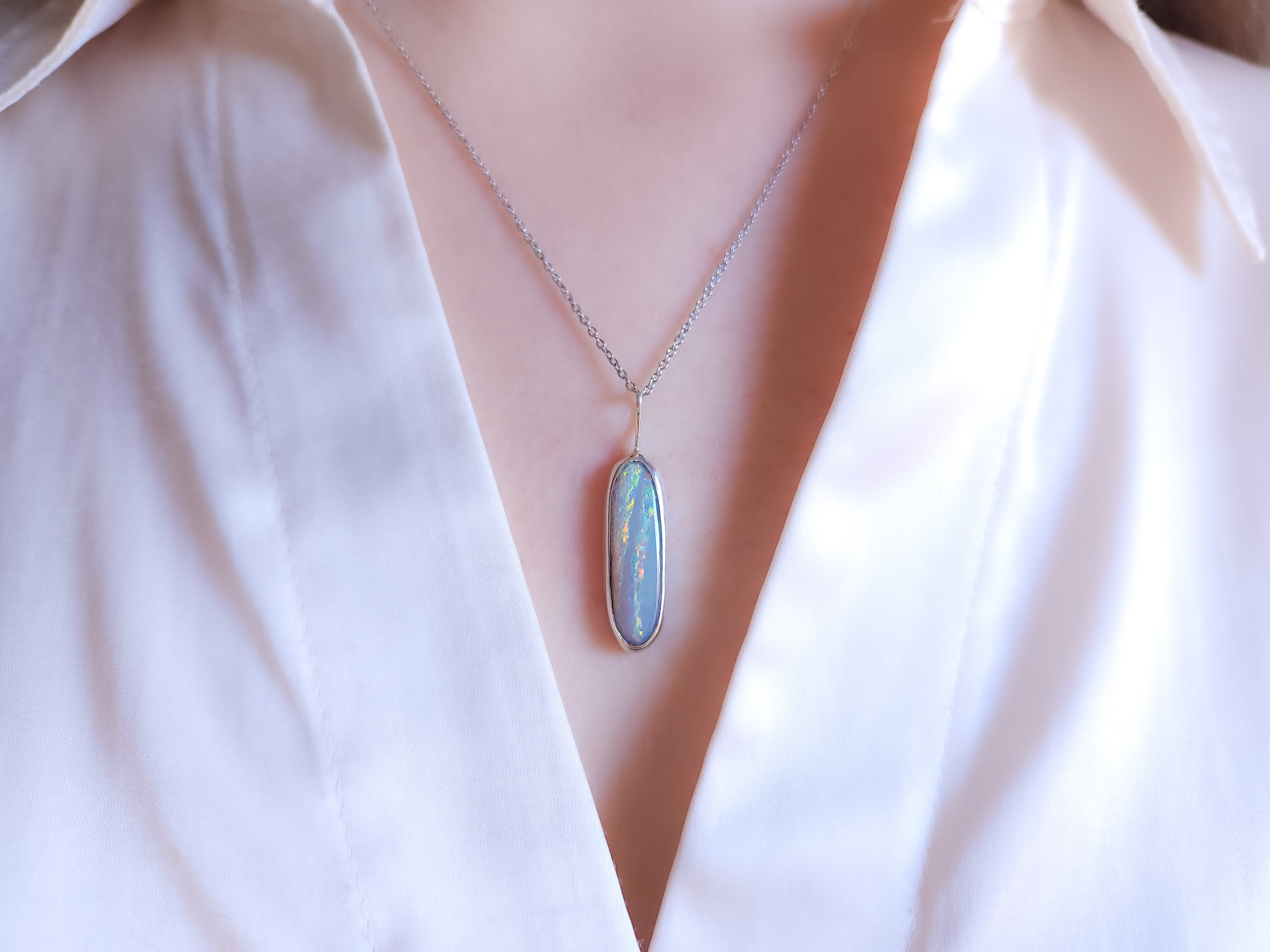 PINK RIVER | Solid Australian Opal necklace / Coober Pedy opal / solid grey opal / pink opal necklace