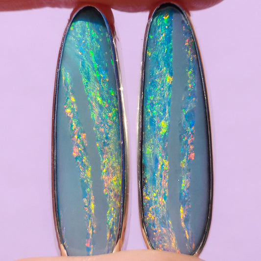 RAINBOW | Australian opal stud earrings / 925 silver / Coober Pedy opal doublet / statement earrings