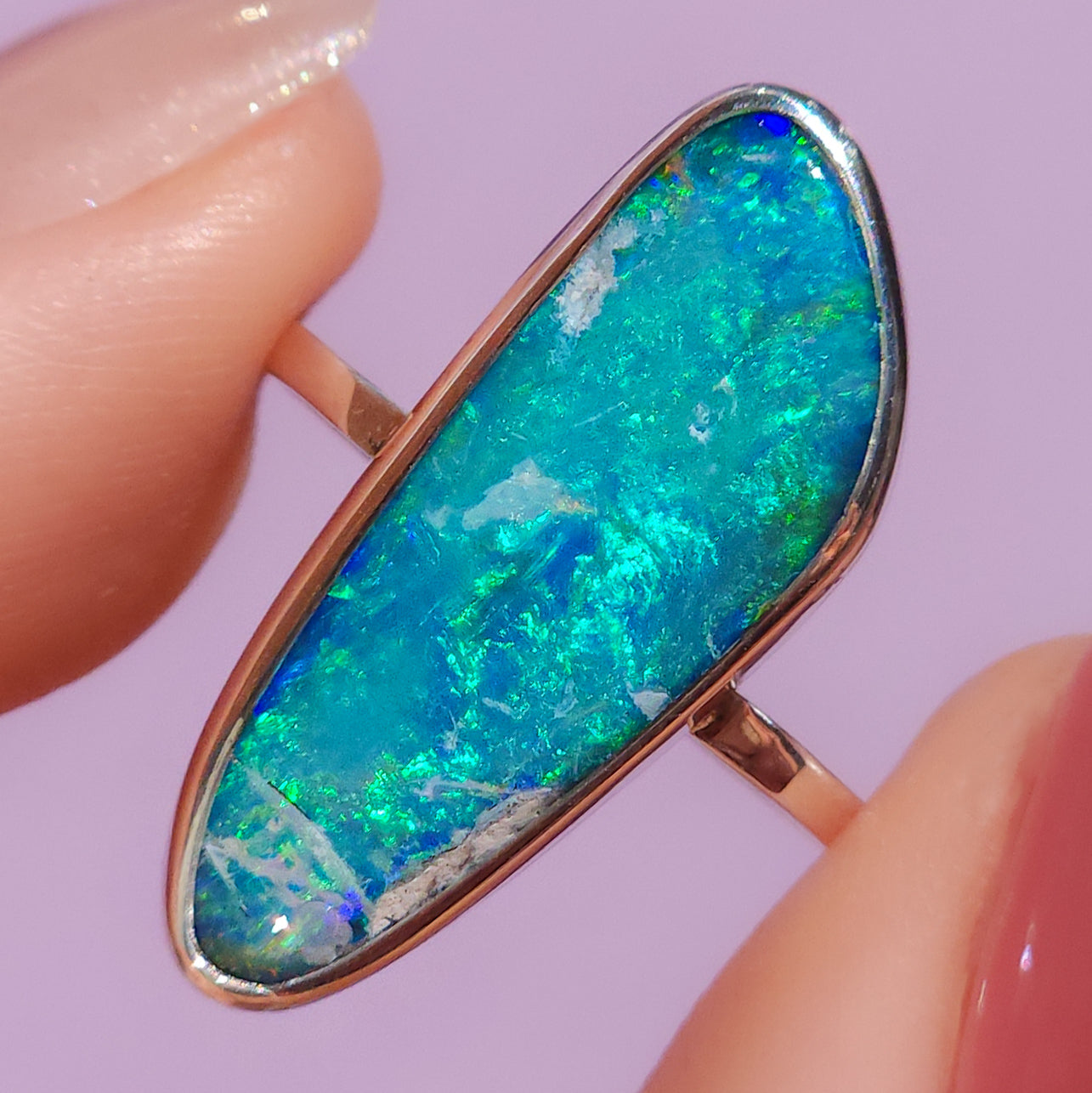 BABY BLUE | Australian Coober Pedy opal ring / Size 7 3/4 / Australian Crystal opal doublet / Minimalist ring / dainty jewelry