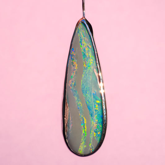 RAINDROP | Australian opal doublet necklace/ Coober Pedy opal/ Silver opal pendant/ statement jewelry