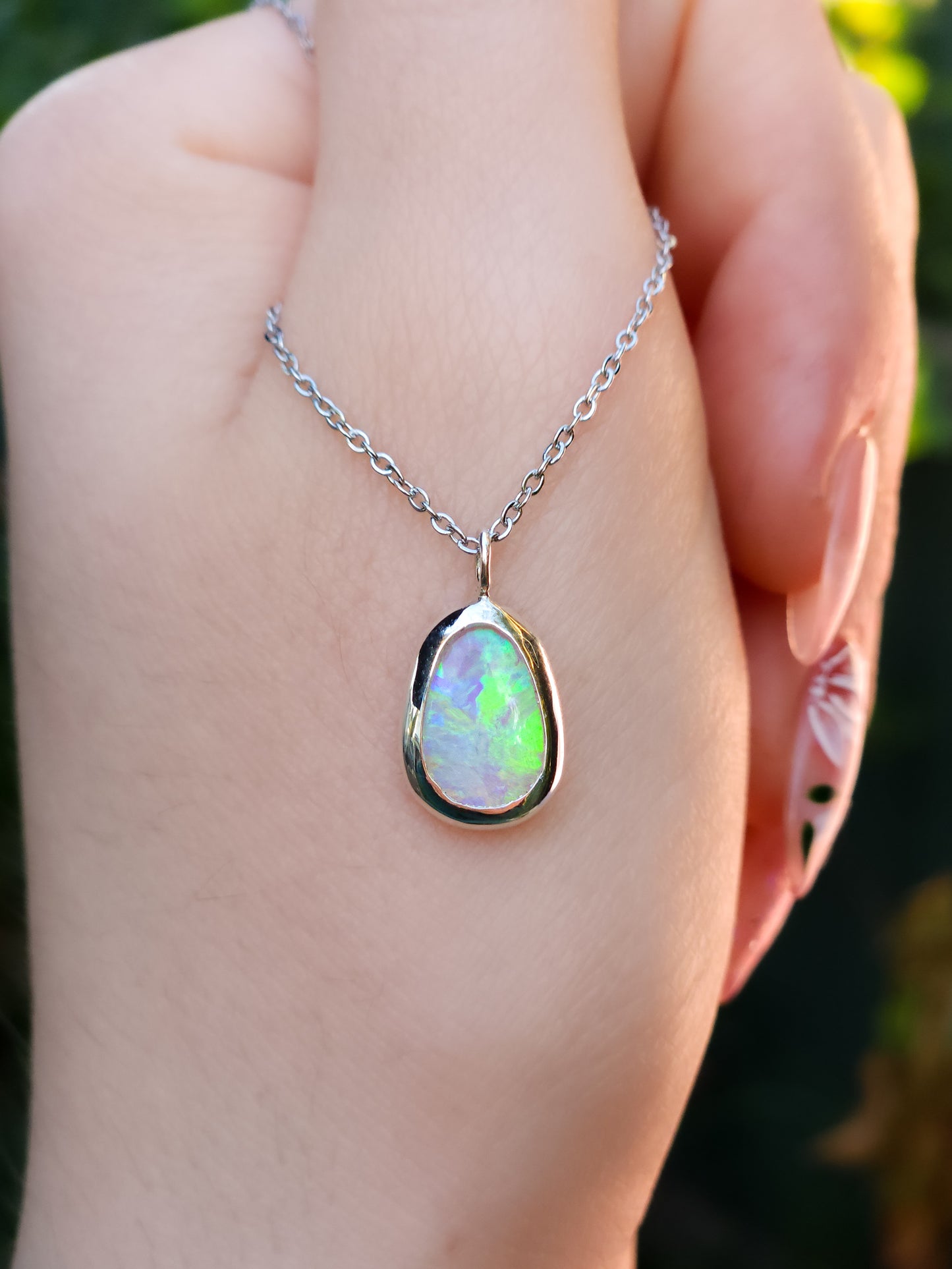 LUMINOUS | Solid Coober Pedy Opal pendant / Australian opal necklace / solid crystal opal / blue opal necklace