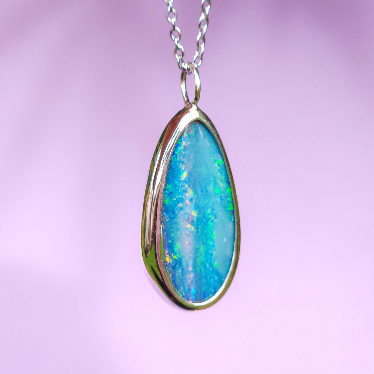 GRACE | Australian opal doublet necklace/ Coober Pedy opal/ Silver opal pendant/ minimalist jewelry
