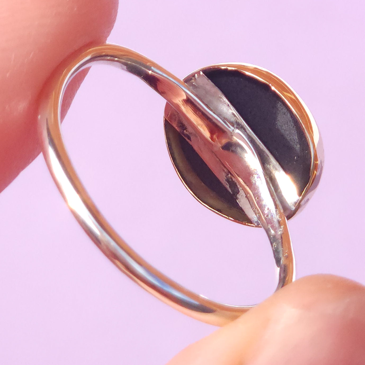14K Gold and Silver Two-tone Australian opal ring / Size 8 / 925 Silver Band/ 14K Gold bezel / Opalised seashell / Shell fossil opal