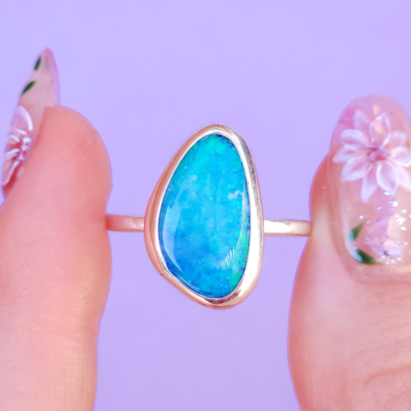 Baby Blue Australian opal doublet ring / Choose your Size / Coober Pedy Opal / Statement ring / Fine Jewelry / baby blue ring