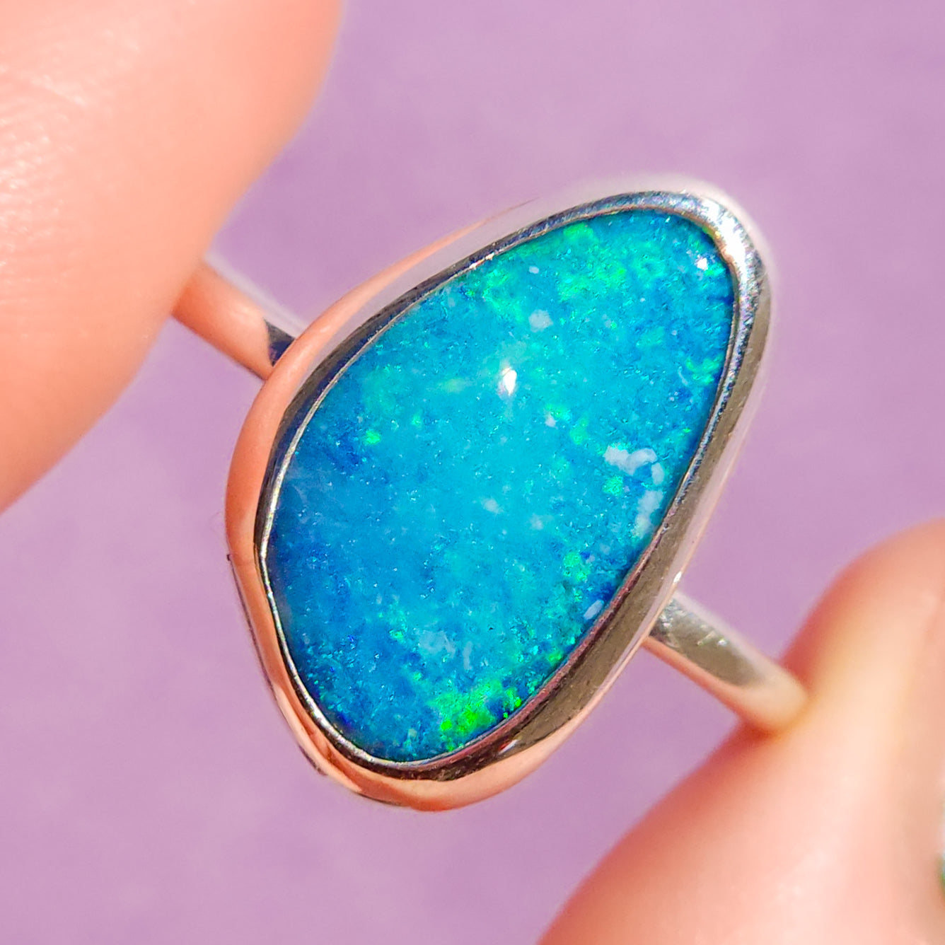 Baby Blue Australian opal doublet ring / Choose your Size / Coober Pedy Opal / Statement ring / Fine Jewelry / baby blue ring