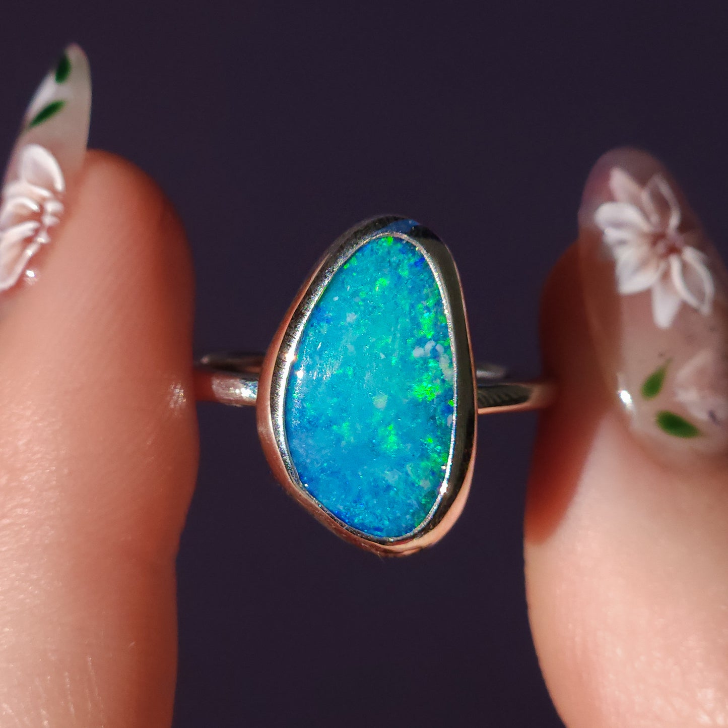 Baby Blue Australian opal doublet ring / Choose your Size / Coober Pedy Opal / Statement ring / Fine Jewelry / baby blue ring