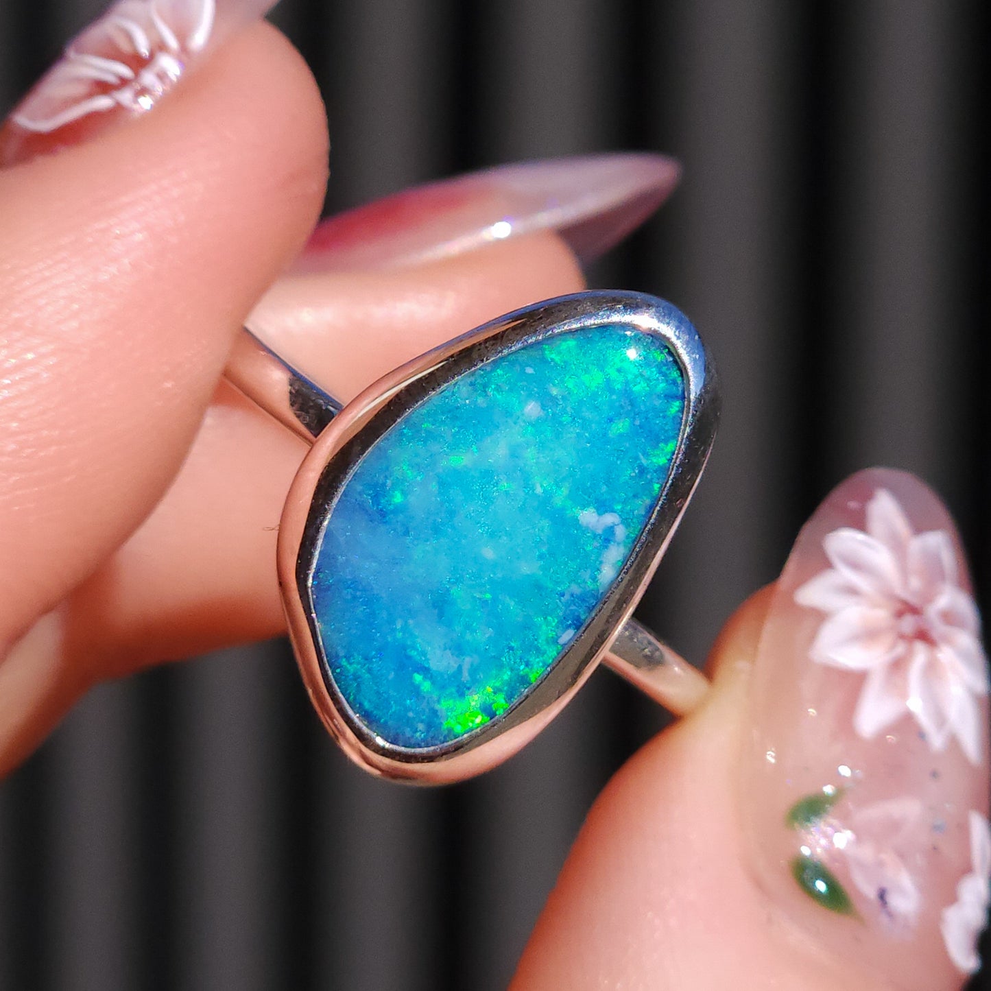 Baby Blue Australian opal doublet ring / Choose your Size / Coober Pedy Opal / Statement ring / Fine Jewelry / baby blue ring