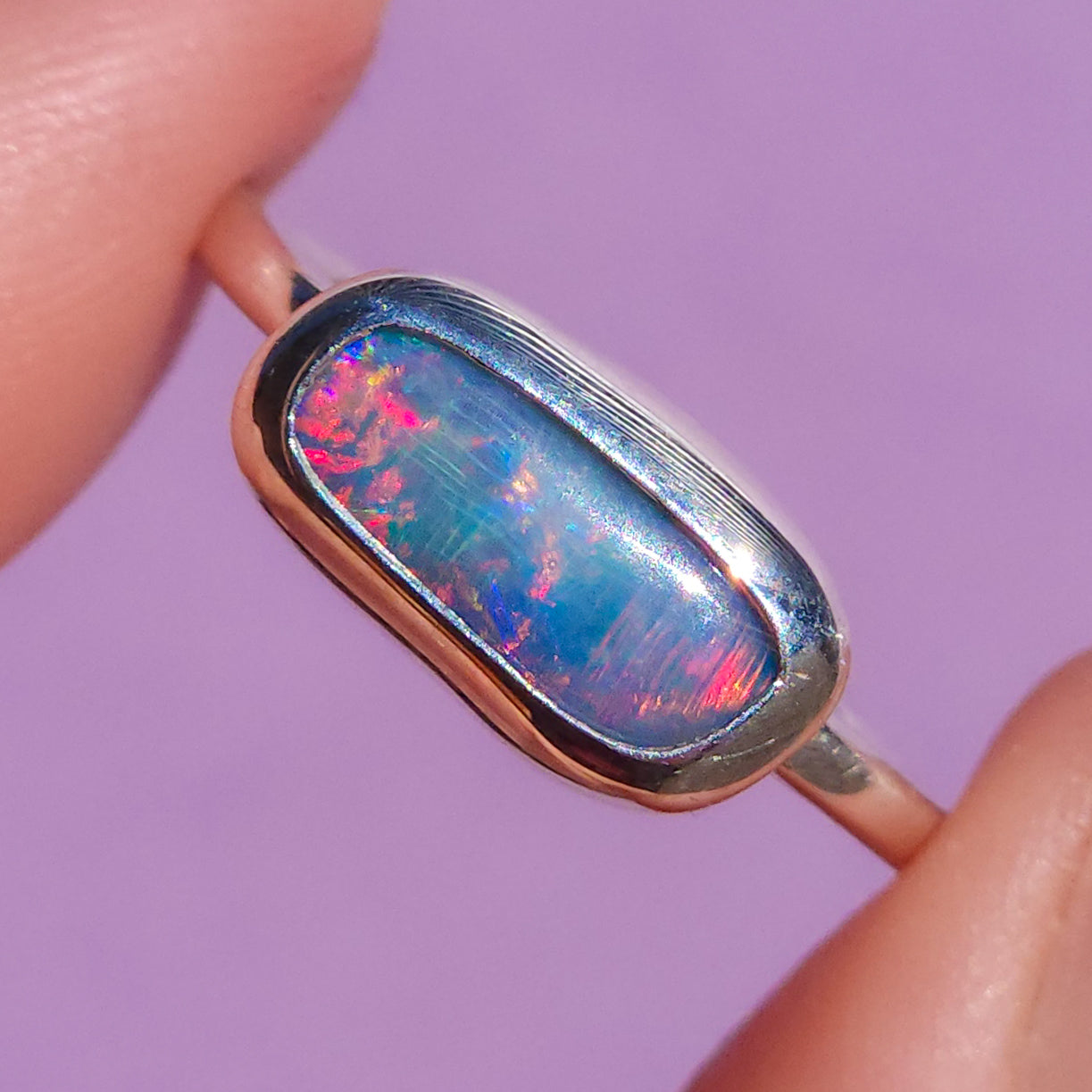 PINK DREAMER | Australian opal doublet ring / Free Sizing / Coober Pedy Opal / Statement ring / Fine Jewelry / dainty rainbow ring