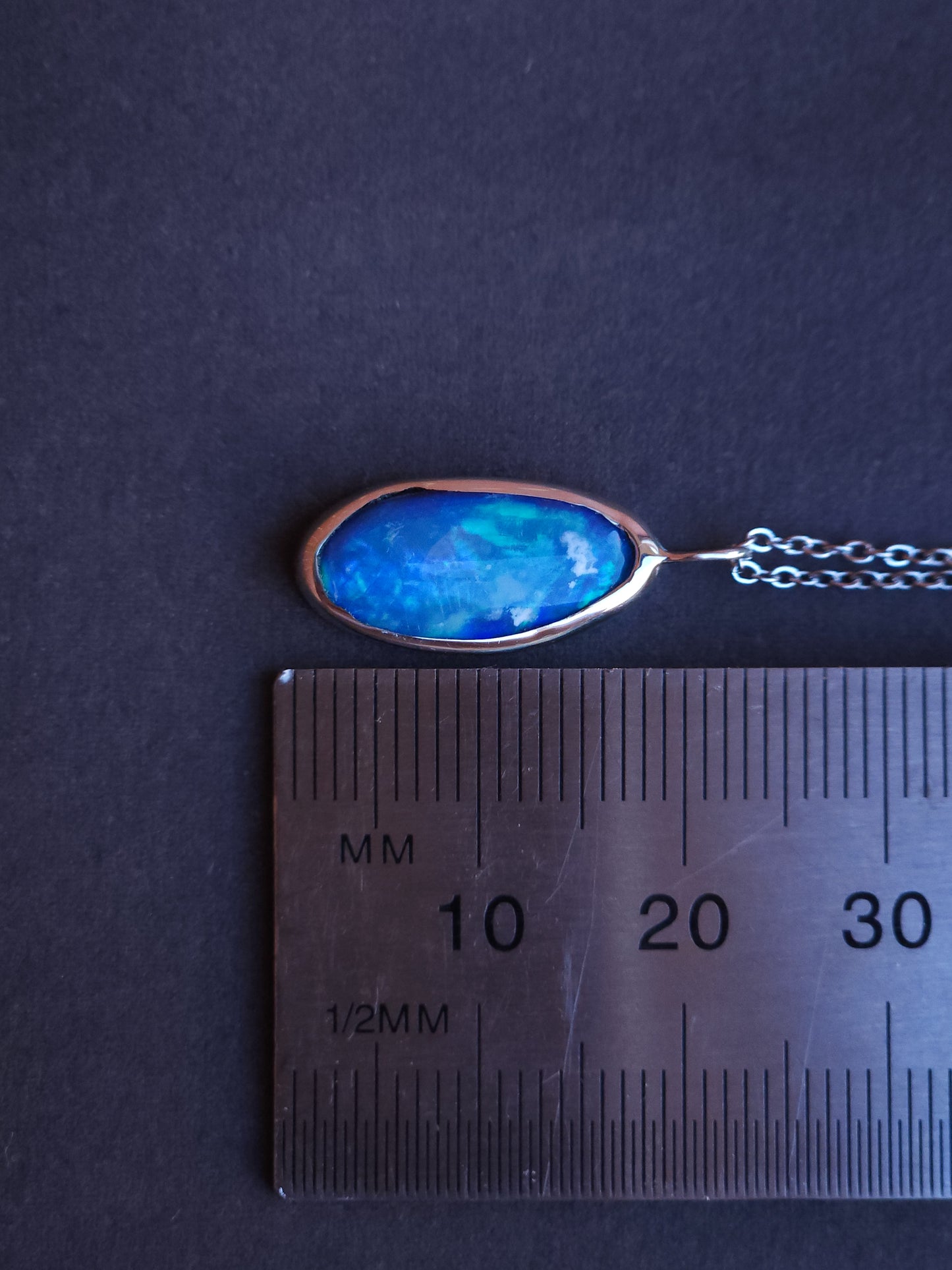 ADORE | Bright Blue opal pendant / Coober Pedy Opal necklace / Australian opal doublet / statement necklace / dainty charm