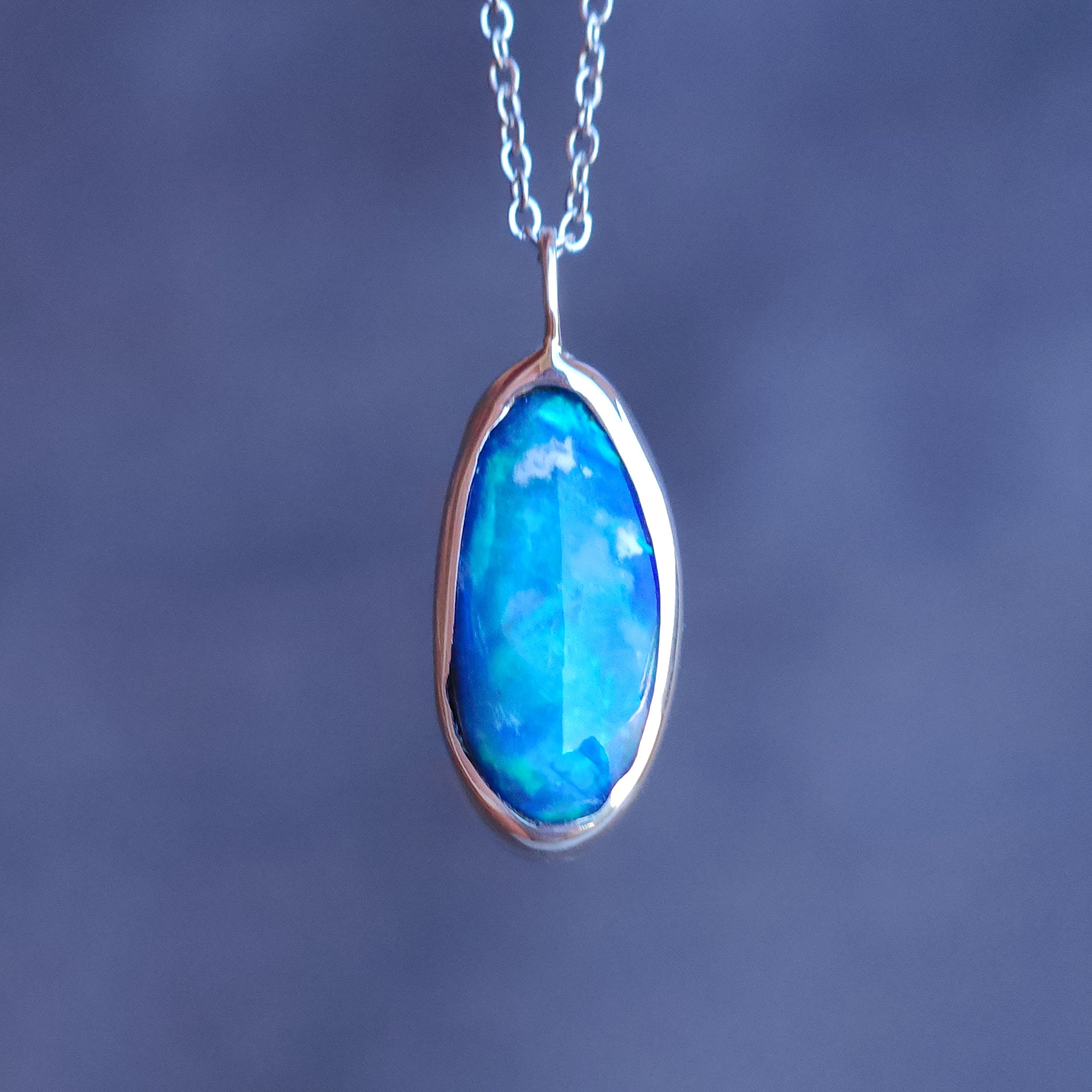 ADORE | Bright Blue opal pendant / Coober Pedy Opal necklace / Australian opal doublet / statement necklace / dainty charm