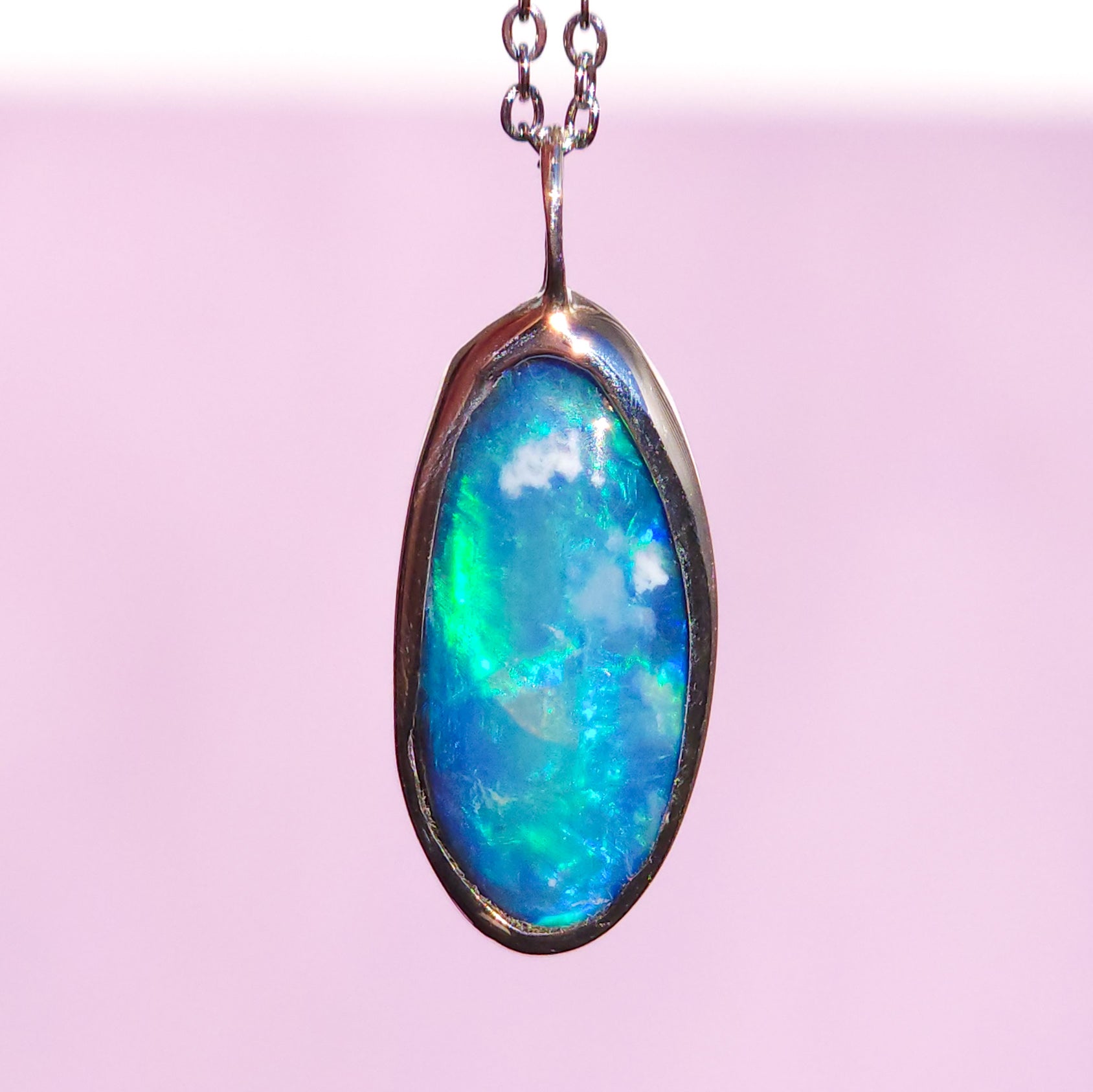 ADORE | Bright Blue opal pendant / Coober Pedy Opal necklace / Australian opal doublet / statement necklace / dainty charm
