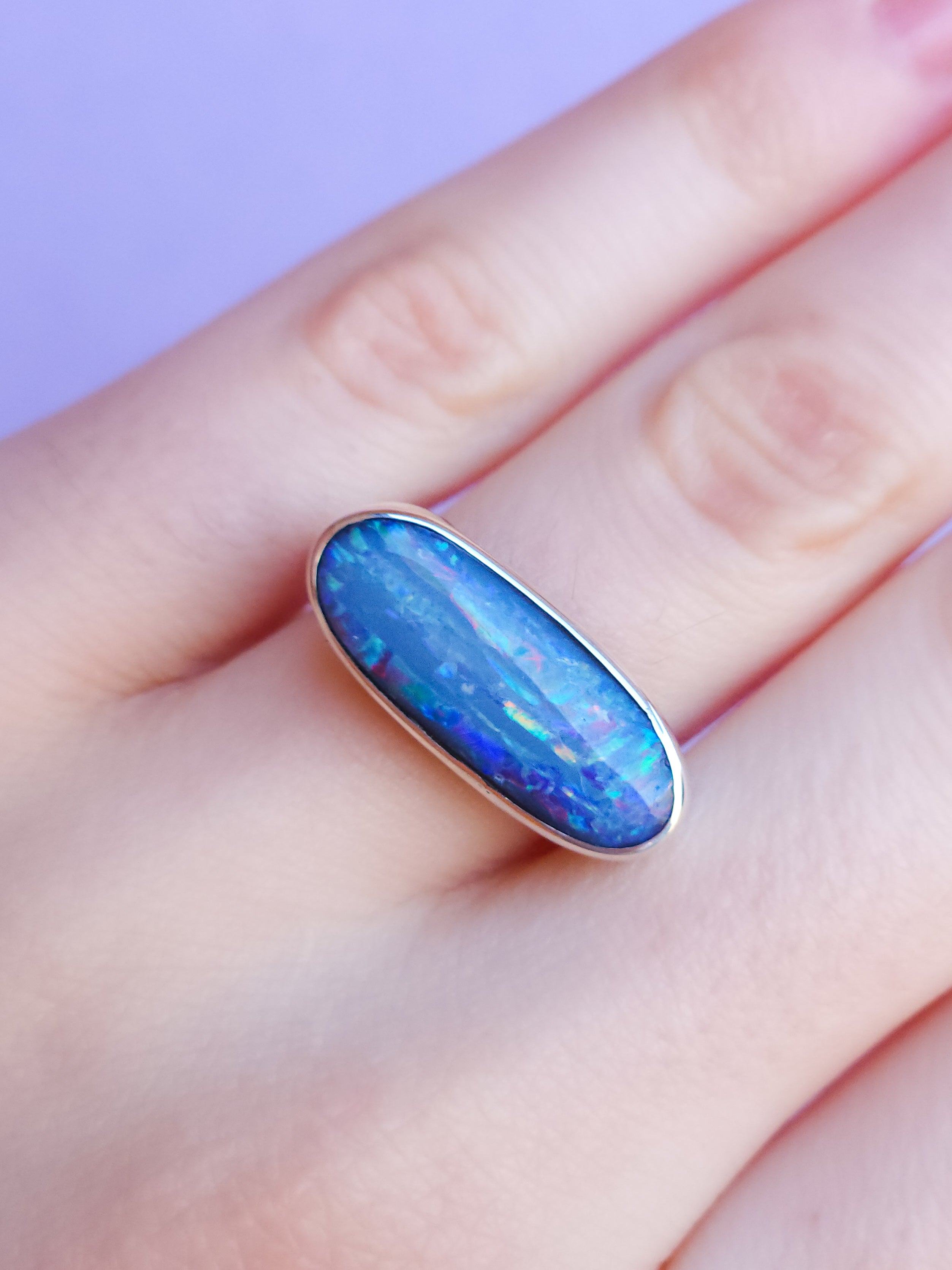 LILAC BLOOM | Australian opal doublet ring / Free Sizing / Coober Pedy Opal / 925 solid silver / Fine Jewelry / statement ring