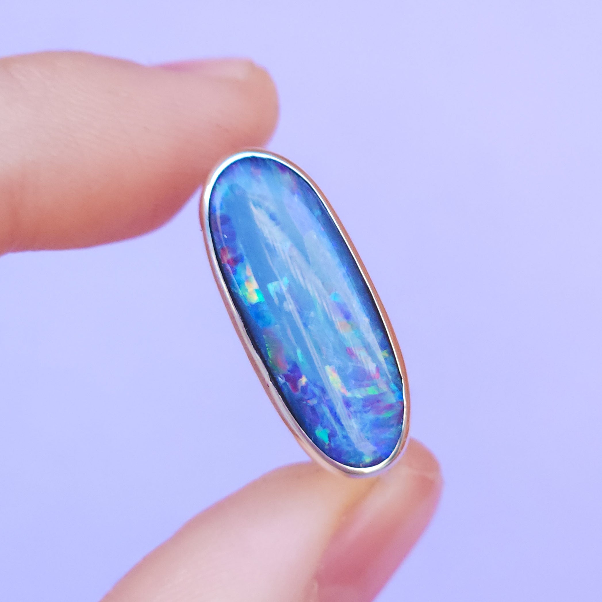 LILAC BLOOM | Australian opal doublet ring / Free Sizing / Coober Pedy Opal / 925 solid silver / Fine Jewelry / statement ring