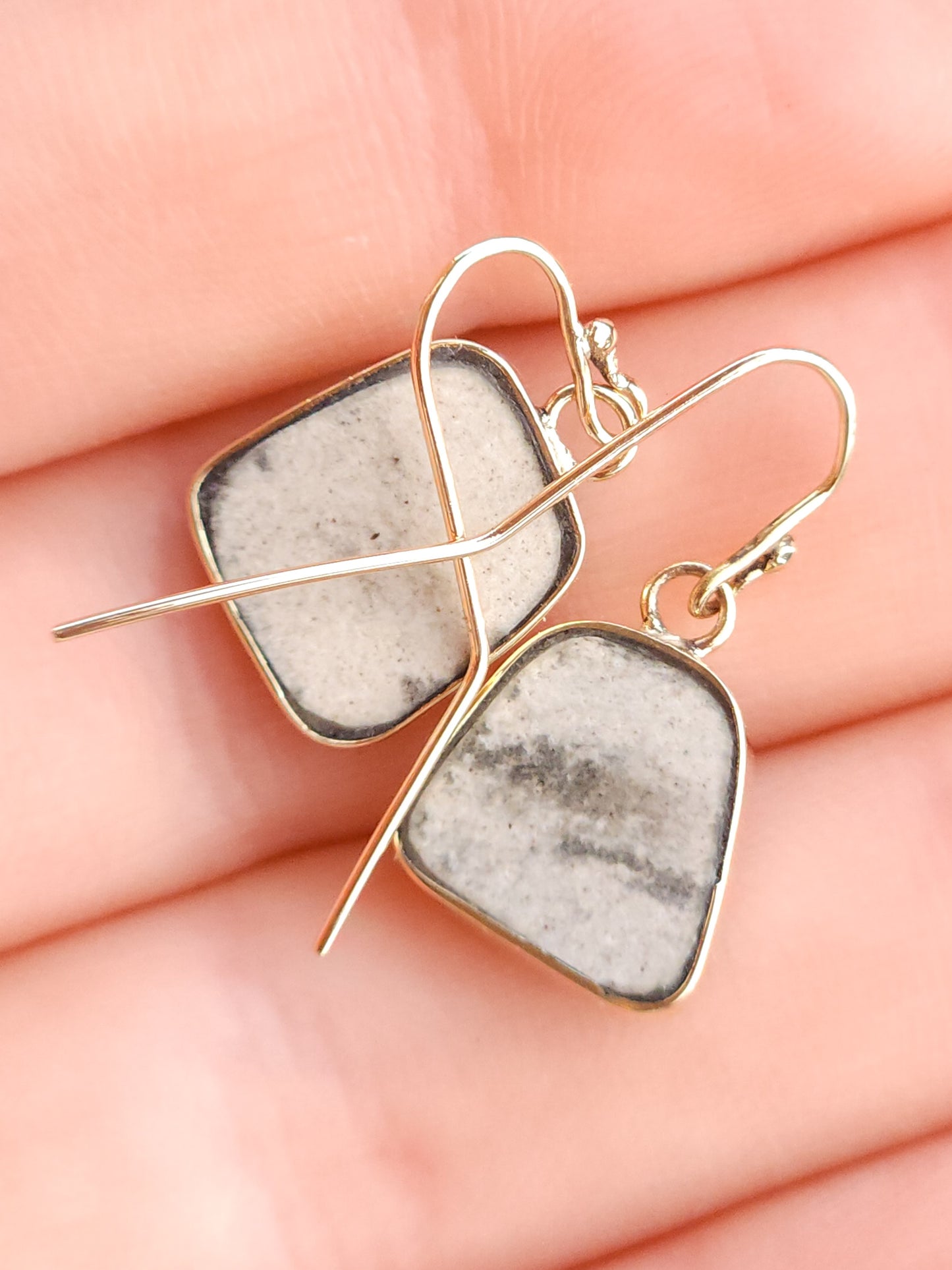 PINK 14K Gold Wrapped Australian Opal Hook Earrings / Rare Australian Opal Doublet / Charm earrings / solid gold