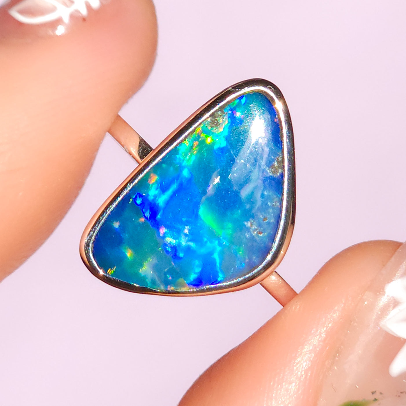 Rare Australian opal doublet ring / Free Sizing / Coober Pedy Opal / 925 solid silver / Statement ring / blue opal ring