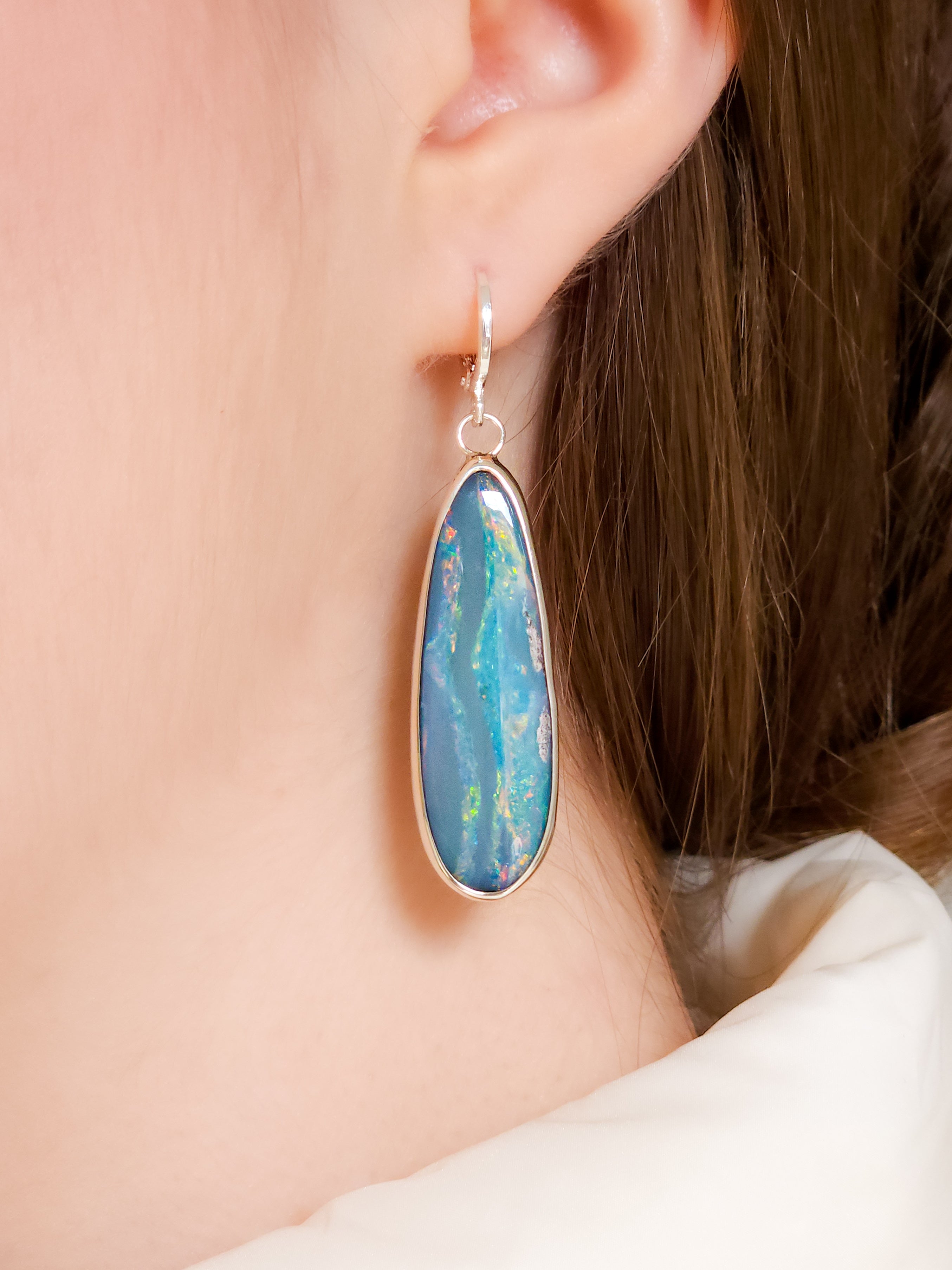 BIFROST | Australian opal drop earrings / 925 silver / Coober Pedy opal doublet / statement earrings / rainbow opal earrings