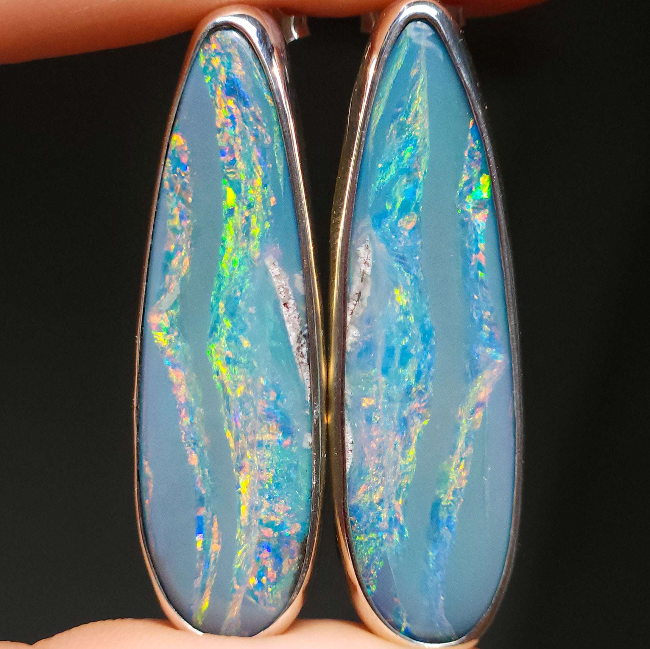 RAINBOW | Australian opal stud earrings / 925 silver / Coober Pedy opal doublet / statement earrings