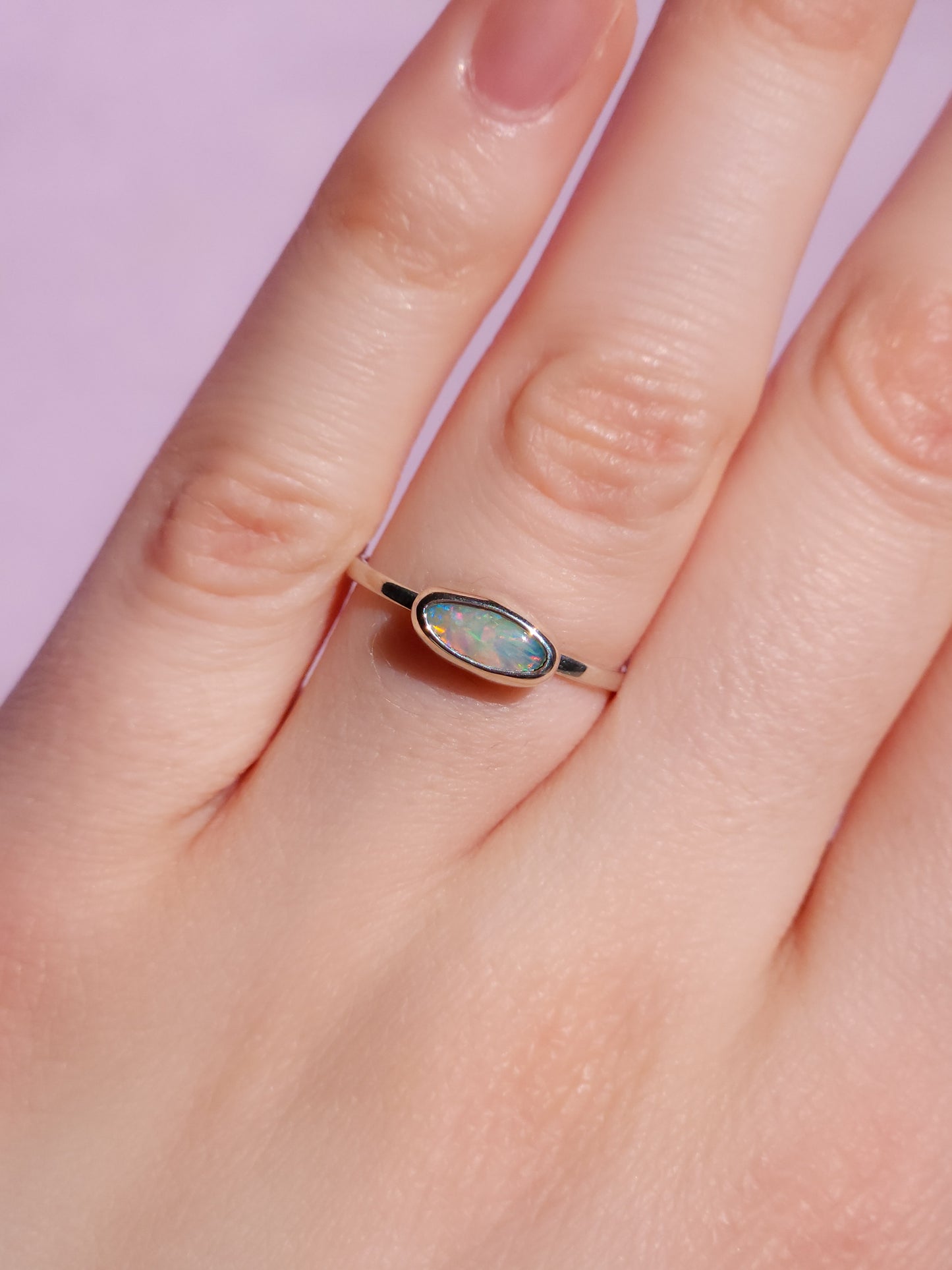 Solid Australian Opal ring / Free Sizing / 925 silver /Coober Pedy White opal / Dainty ring / Minimal ring