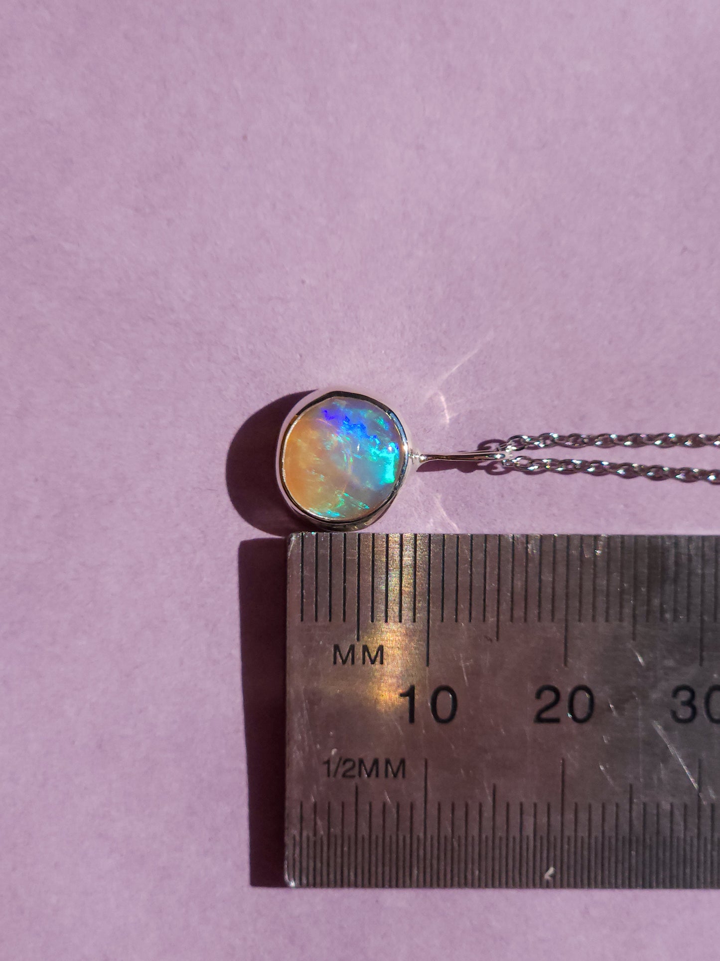 Solid Coober Pedy Opal pendant / Australian opal necklace / solid crystal opal / blue opal necklace