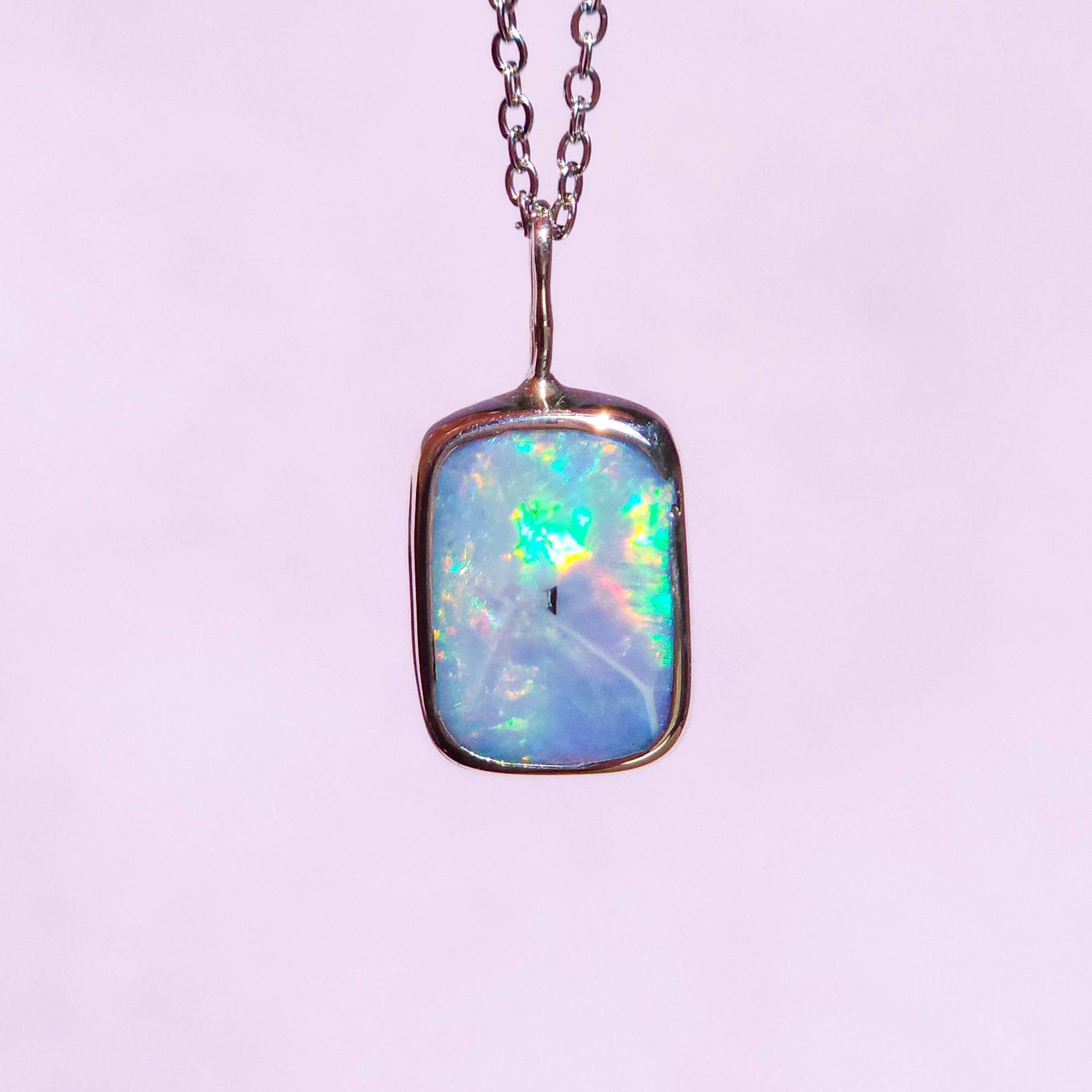 LIGHT | Australian opal doublet pendant / 925 Silver/ Coober Pedy/ statement necklace/ dainty jewelry