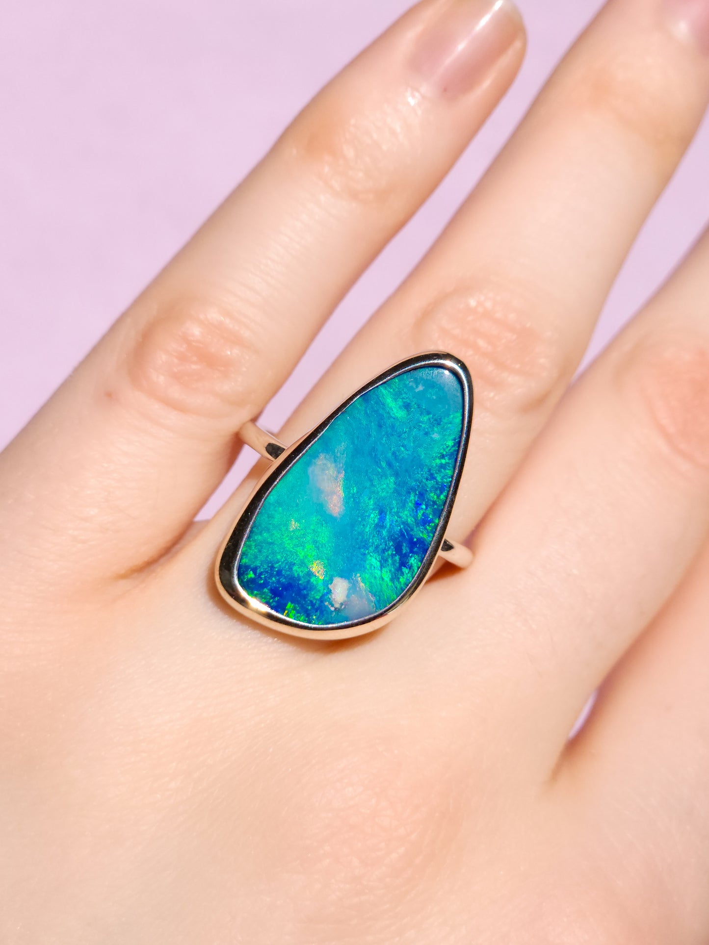 ANGEL | Australian opal doublet ring / Choose your Size / Coober Pedy Opal / Statement ring / Fine Jewelry / baby blue ring