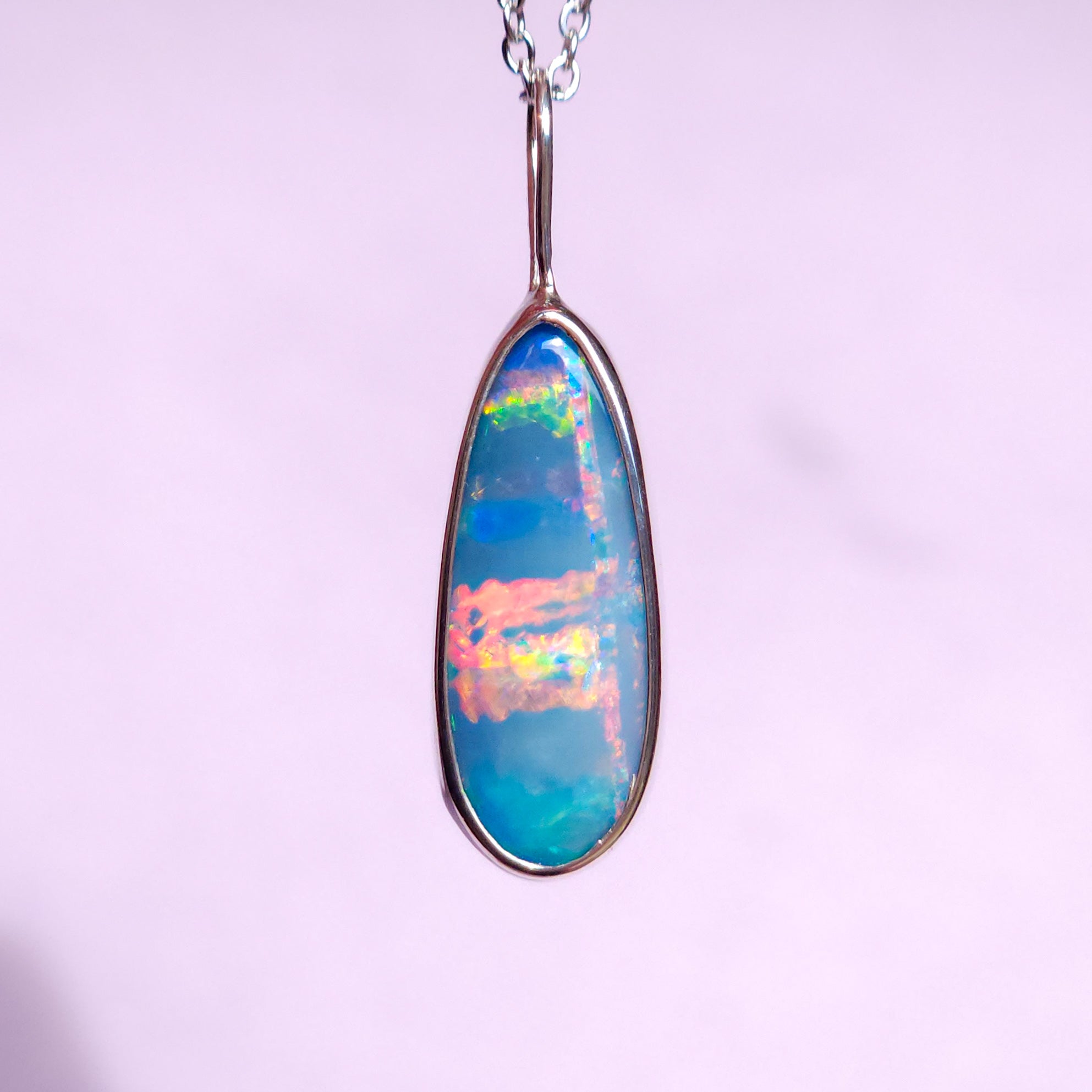 LIORA | Australian opal doublet pendant / 925 Silver/ Coober Pedy/ statement necklace/ dainty jewelry / Red opal