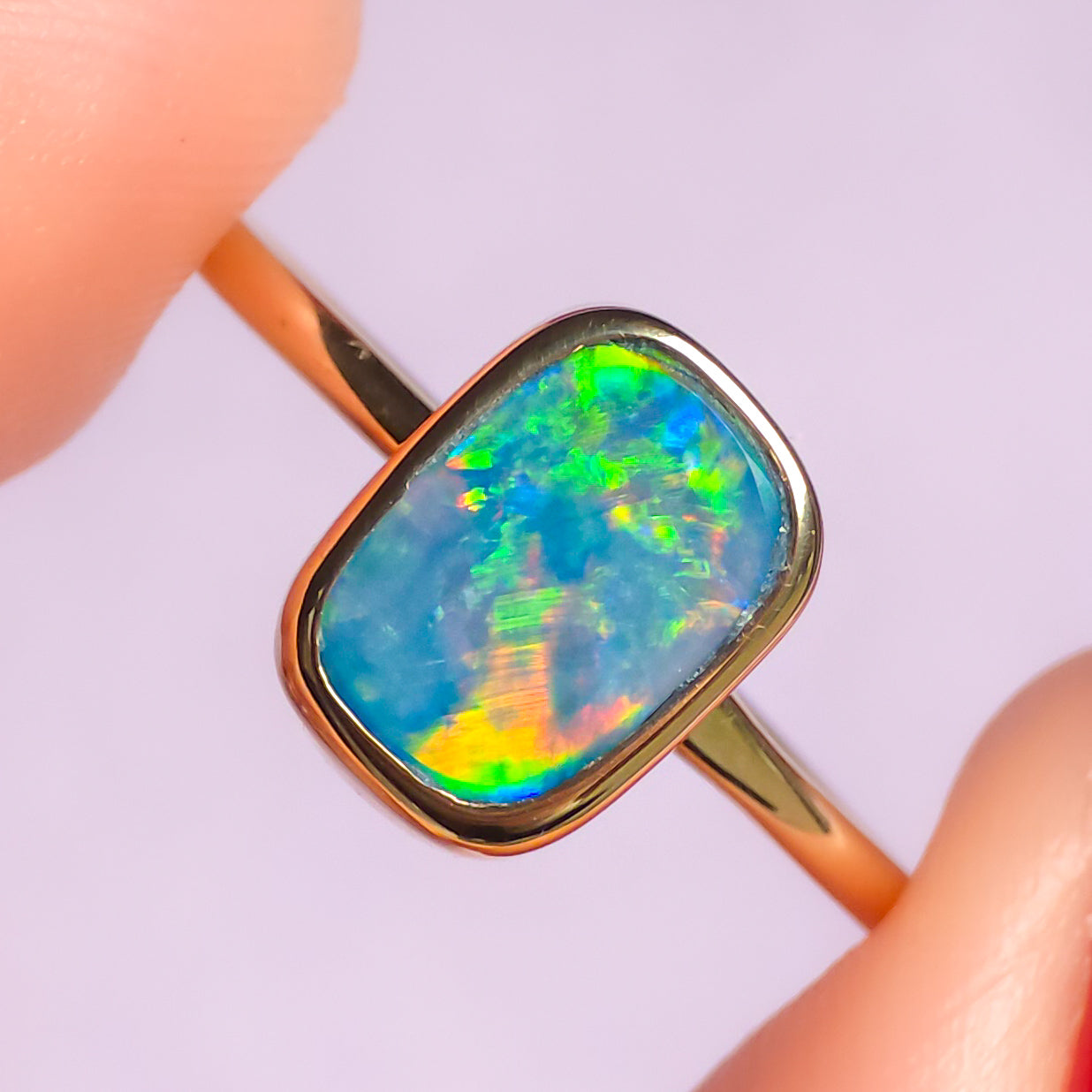 FAIRYTALE | 14K Gold Australian opal doublet ring / Free Sizing / Coober Pedy Opal / solid gold / Dainty ring /statement ring