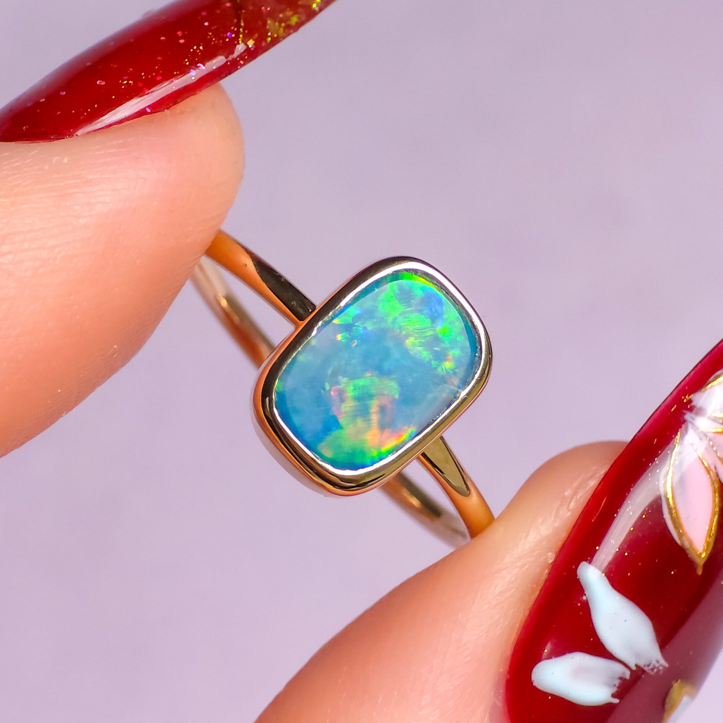 FAIRYTALE | 14K Gold Australian opal doublet ring / Free Sizing / Coober Pedy Opal / solid gold / Dainty ring /statement ring