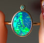 ELYSIUM | 14K Gold Opal doublet Emerald ring / Free Sizing / Australian Coober Pedy Opal / solid gold ring / statement ring