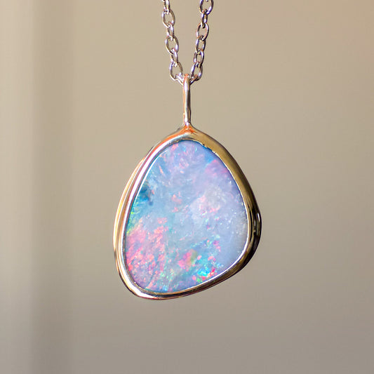 ROSÉ | Pink Australian Opal Doublet Pendant / Coober Pedy opal necklace / minimal jewelry / pink opal