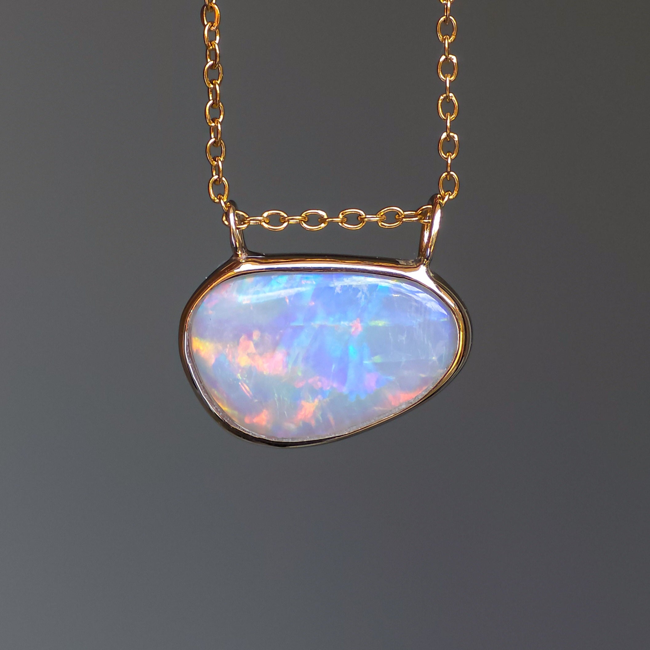 PRAIRIE | 14K Gold Solid Coober Pedy Opal pendant / Australian opal necklace / solid rainbow opal / pink solid opal / charm pendant