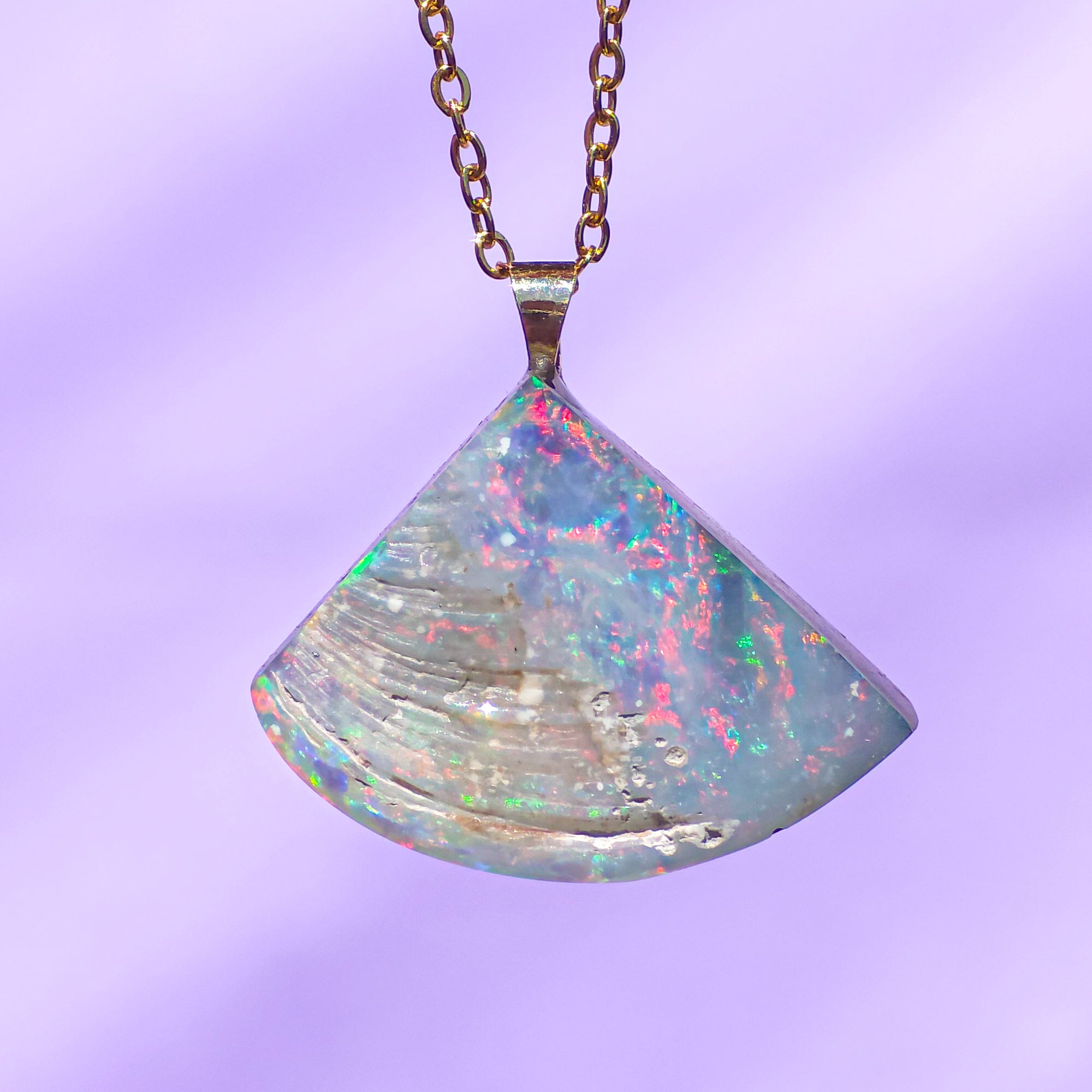 SEASHELL | 14K Gold Opal Seashell Fossil Pendant / Coober Pedy opalised seashell / fossil necklace / Opal fossil necklace