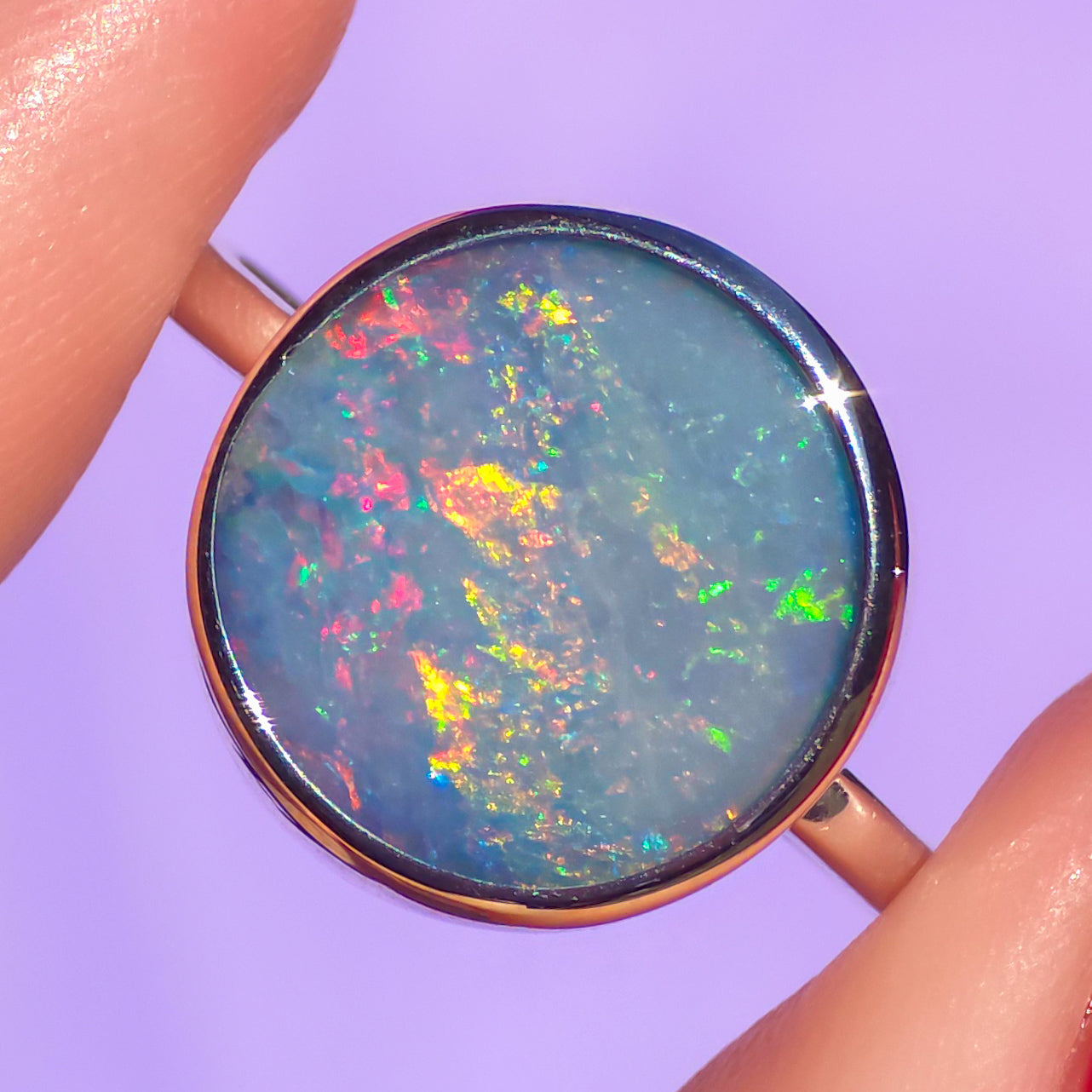 FAIRIE | Pink Australian opal doublet ring / Free Sizing / Coober Pedy Opal / 925 solid silver / minimal ring