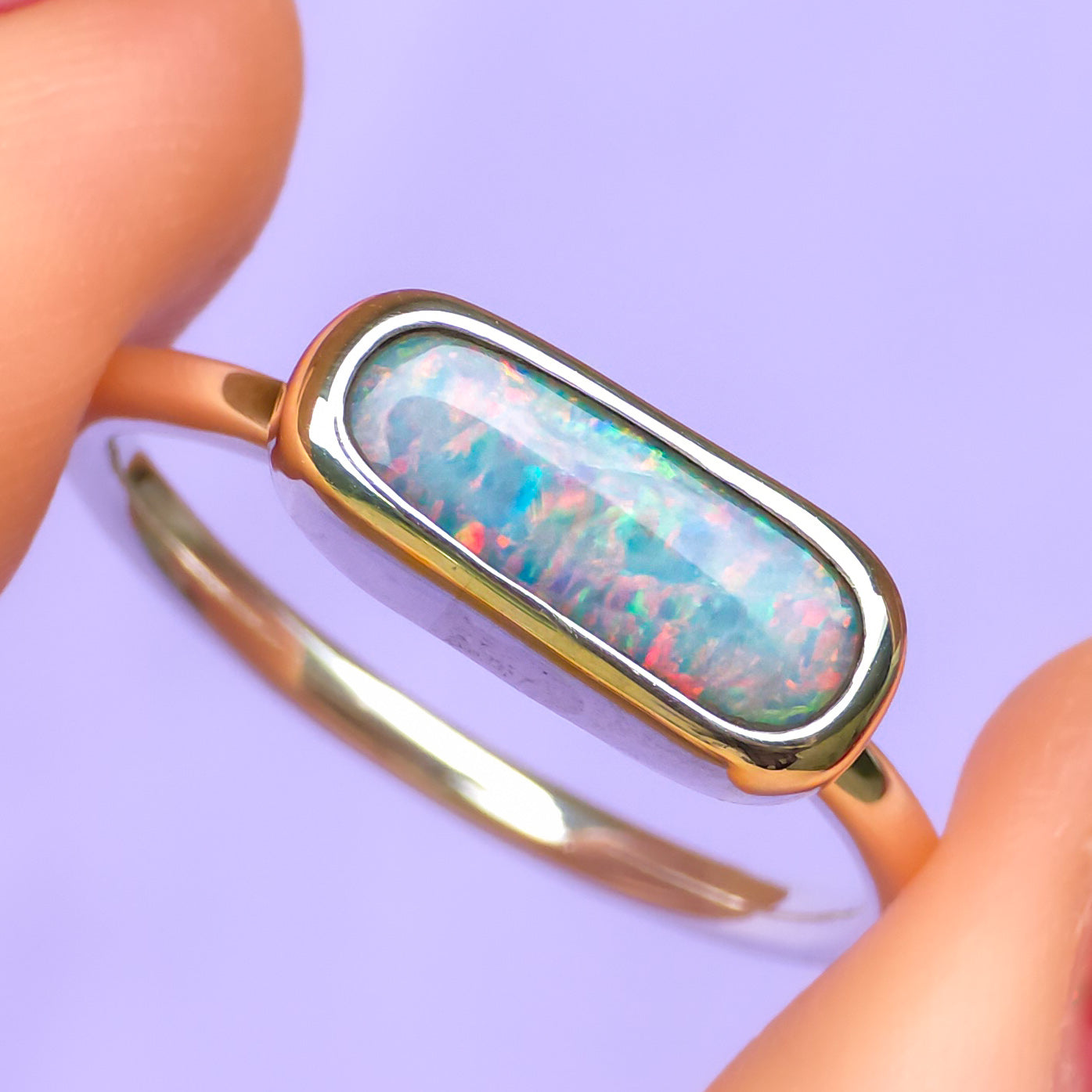 ARIELLE | Australian Coober Pedy opal doublet ring / Free Sizing / 925 solid silver / minimalist jewelry / Pink opal ring