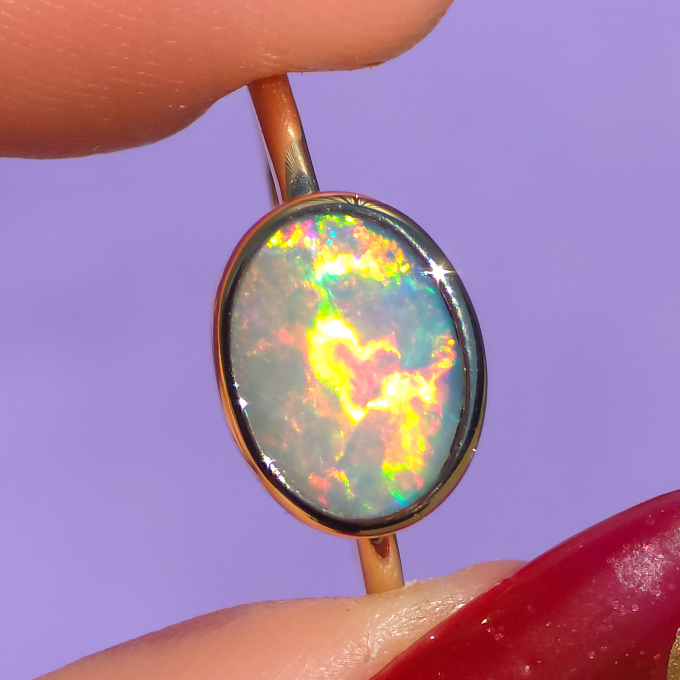 SUNRISE | 14K Gold Solid Australian Opal Ring / Free Sizing / Coober Pedy Opal / solid opal ring / bright electric opal