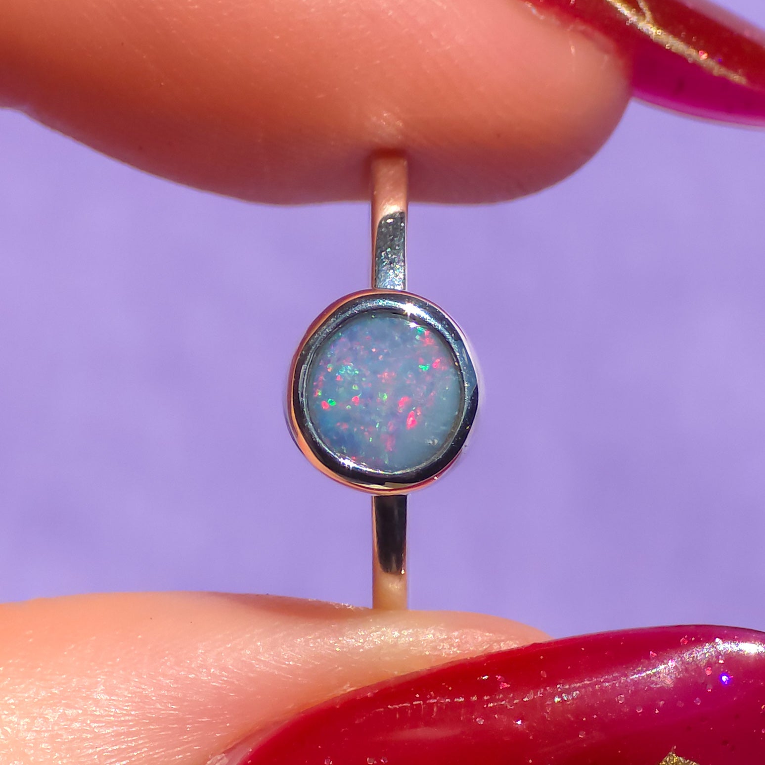 Australian silver opal doublet ring / Free Sizing / Coober Pedy Opal / 925 solid silver / Dainty jewelry/ Pink opal ring