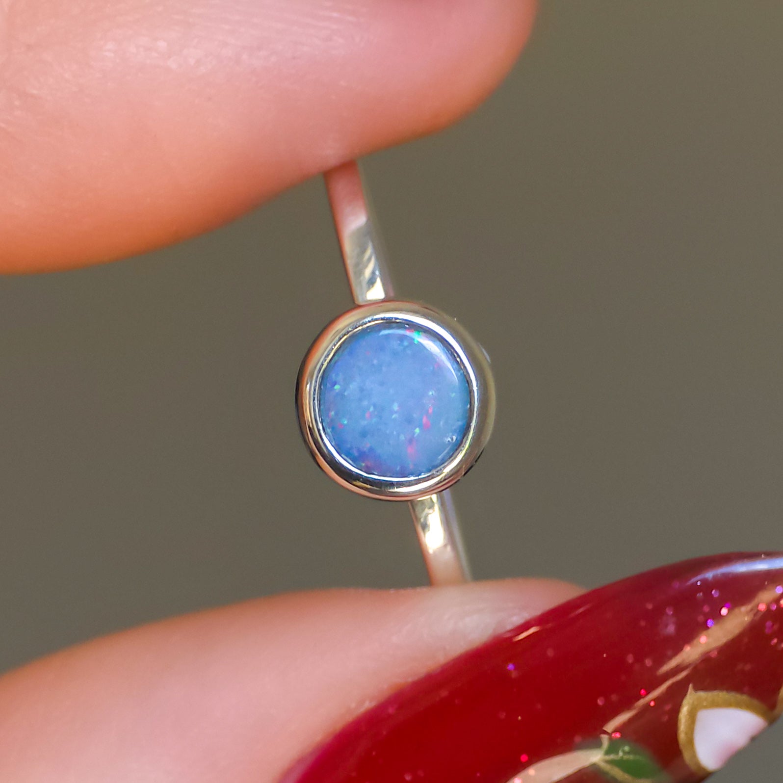 Australian silver opal doublet ring / Free Sizing / Coober Pedy Opal / 925 solid silver / Dainty jewelry/ Pink opal ring