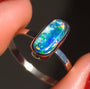 WATERFALL | 14K White Gold Australian opal doublet ring / Free Sizing / Coober Pedy Opal / solid white gold / Dainty opal ring