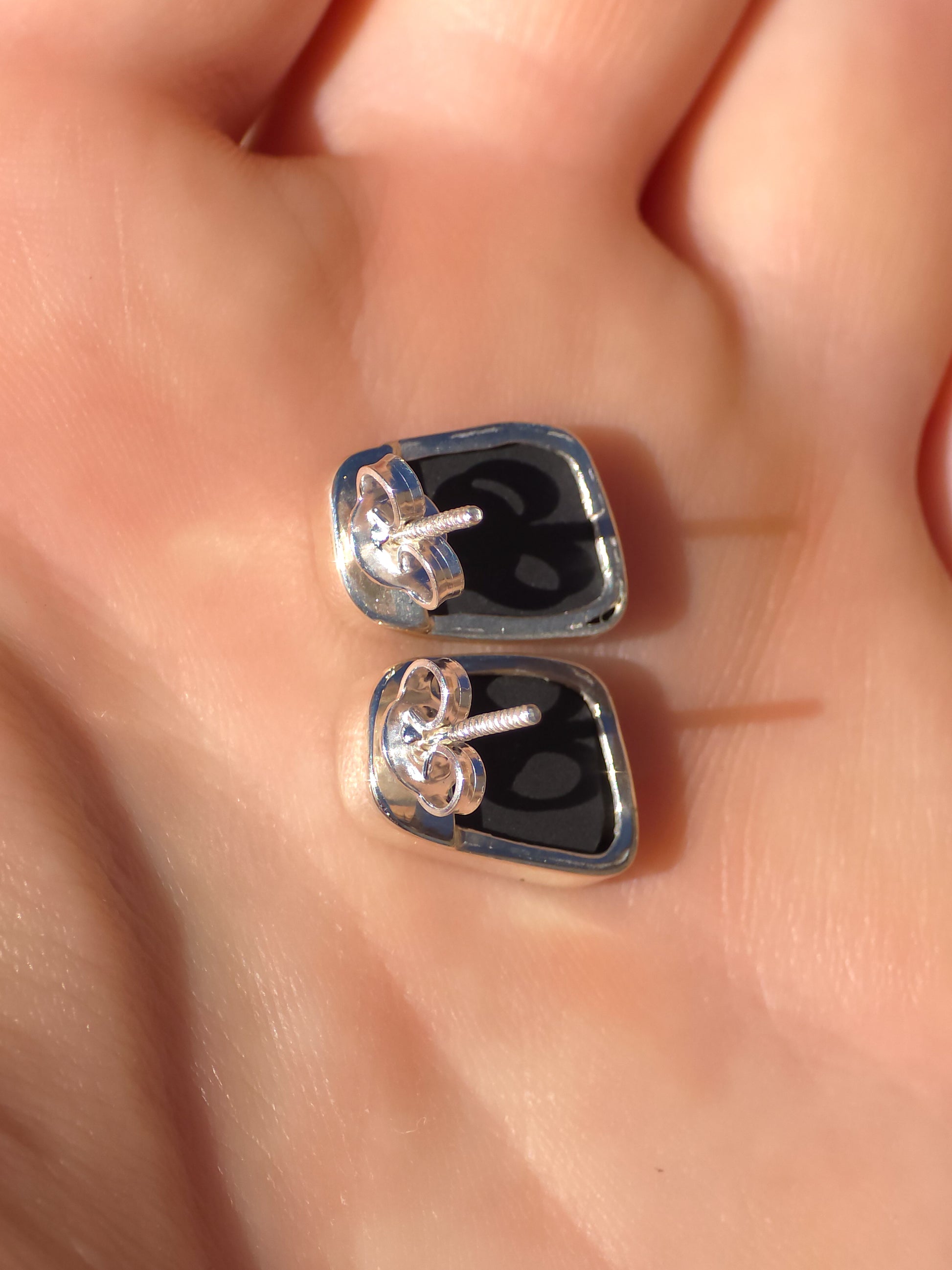 ANGEL | Australian opal stud earrings / 925 silver / Coober Pedy opal doublet / statement earrings / rainbow opal studs