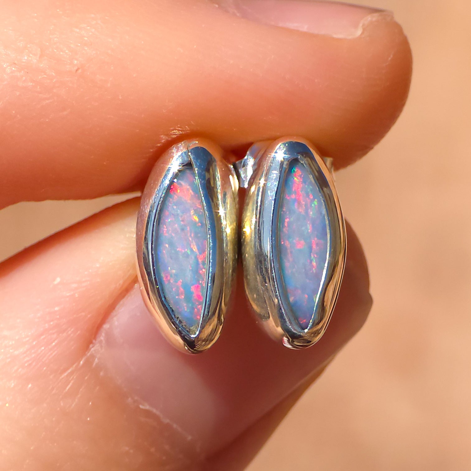 PINK BLOOMS | Australian opal stud earrings / 925 silver / Coober Pedy opal doublet / statement earrings / pink opal studs