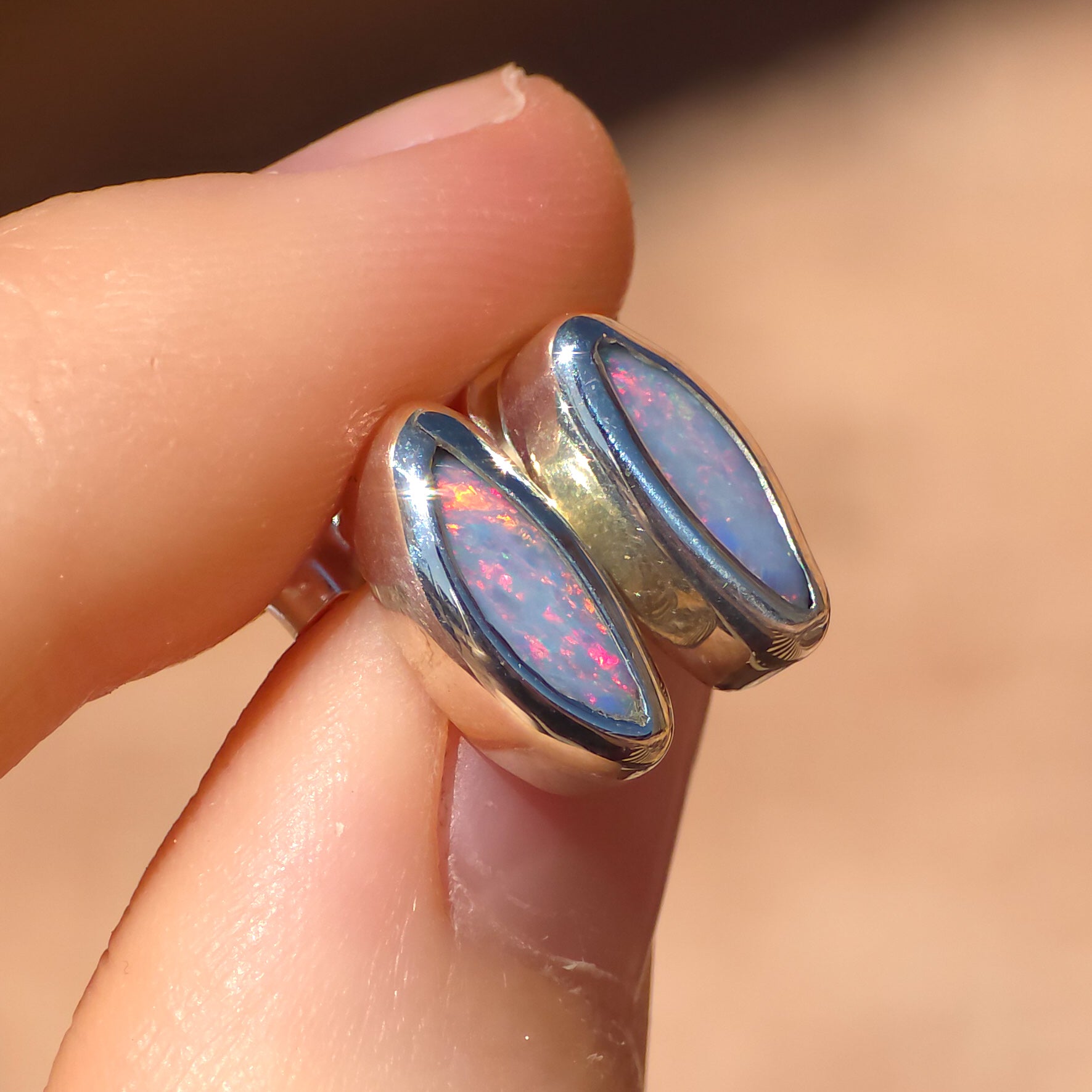 PINK BLOOMS | Australian opal stud earrings / 925 silver / Coober Pedy opal doublet / statement earrings / pink opal studs