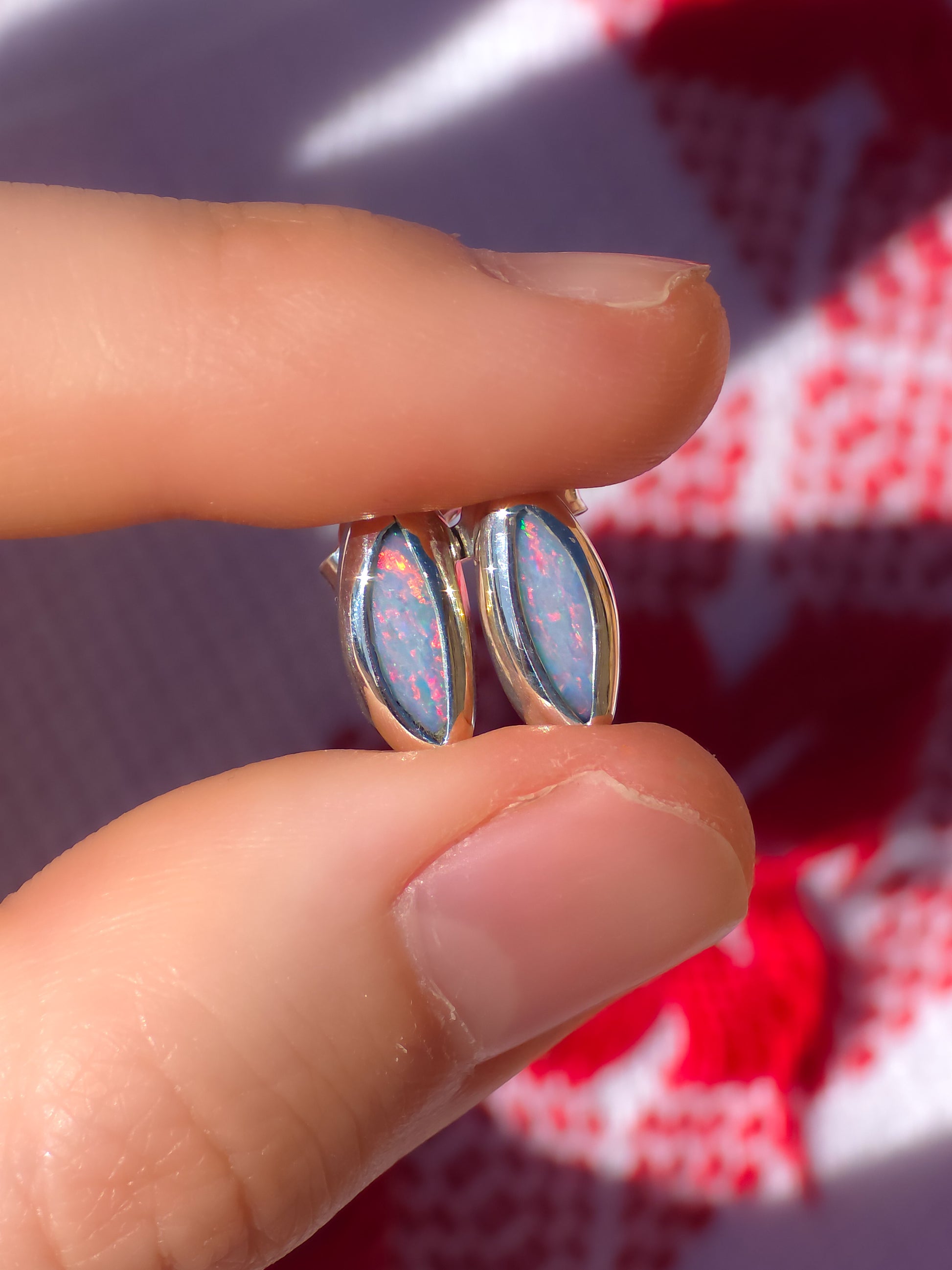 PINK BLOOMS | Australian opal stud earrings / 925 silver / Coober Pedy opal doublet / statement earrings / pink opal studs