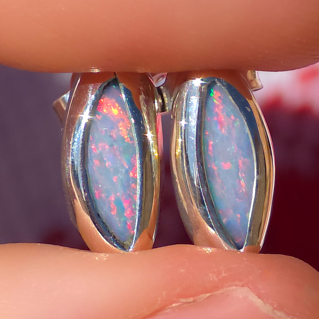 PINK BLOOMS | Australian opal stud earrings / 925 silver / Coober Pedy opal doublet / statement earrings / pink opal studs