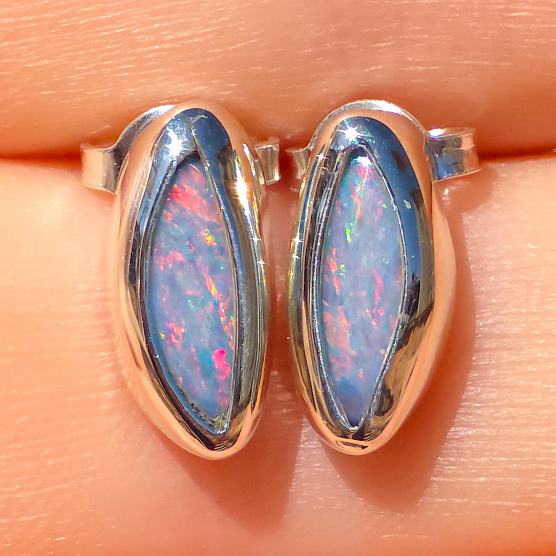 PINK BLOOMS | Australian opal stud earrings / 925 silver / Coober Pedy opal doublet / statement earrings / pink opal studs